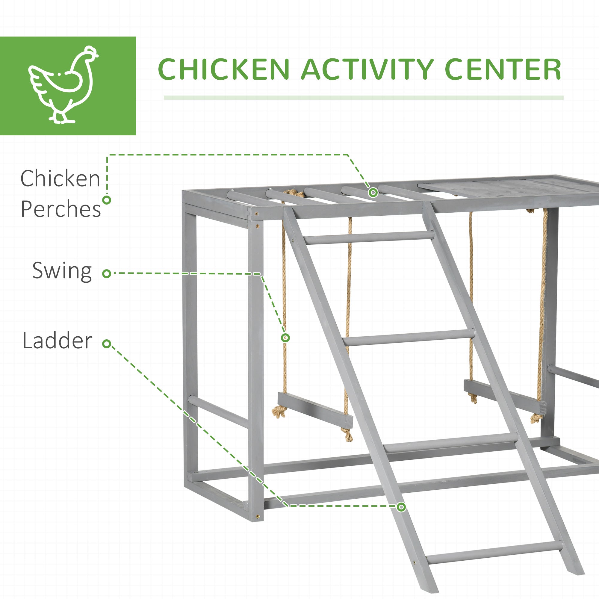 PawHut Walk In Chicken Run with Chicken Activity Shelf and Cover, 2.8 x 3.8 x 2m