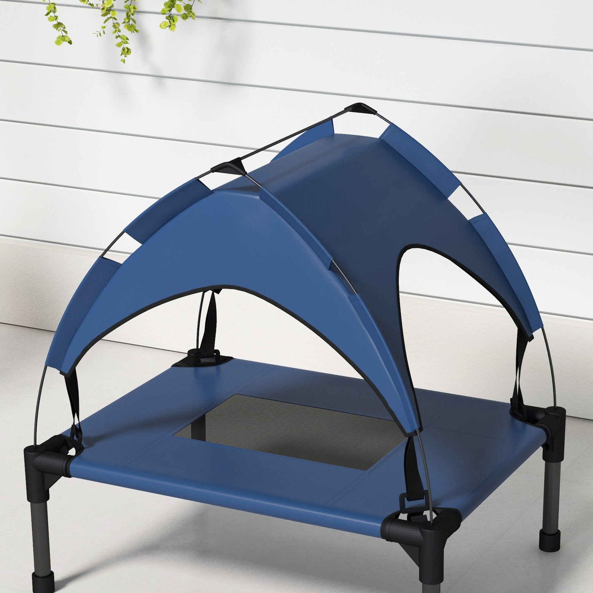 PawHut Cooling Raised Pet Bed w/ Washable Breathable Mesh, for Mini Small Dogs, 61 x 46 x 63cm - Dark Blue - North Peak Garden Furniture