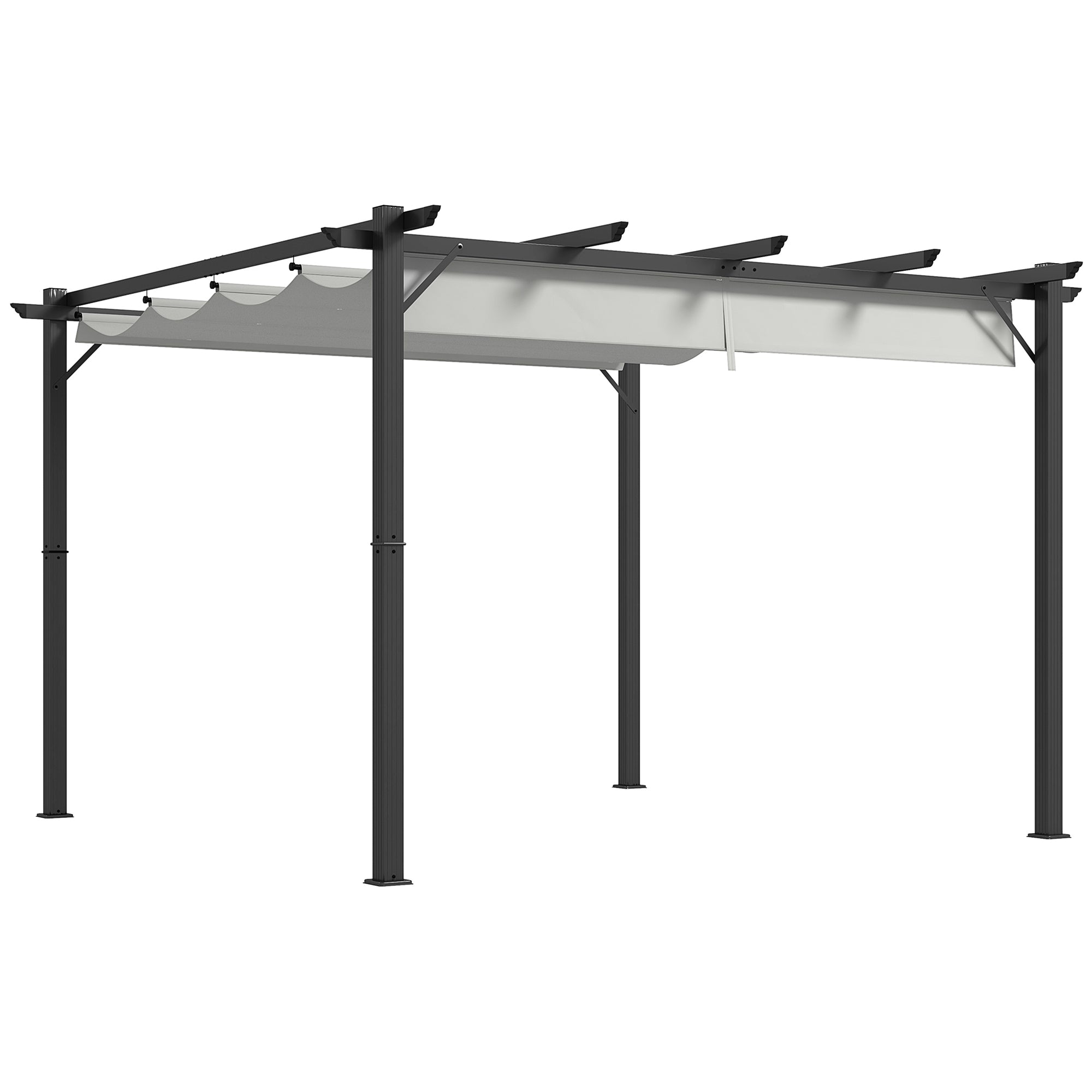 Outsunny 3 x 3(m) Aluminium Pergola Canopy Gazebo Awning Outdoor Garden Sun Shade Shelter Marquee Party BBQ, Light Grey - North Peak Garden Furniture