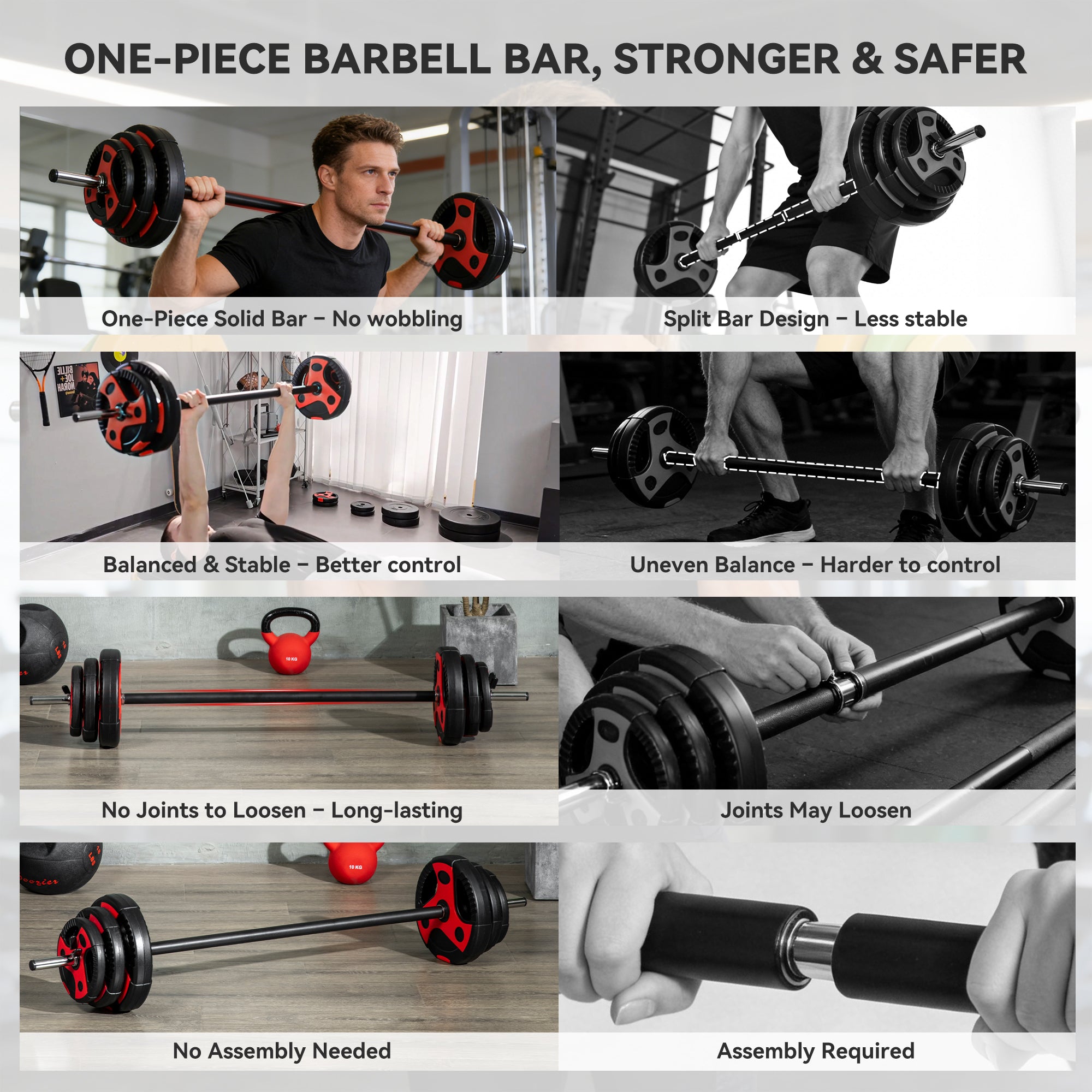 SPORTNOW 20kg Adjustable Barbell Weights Set for Home Gym, Strength Training