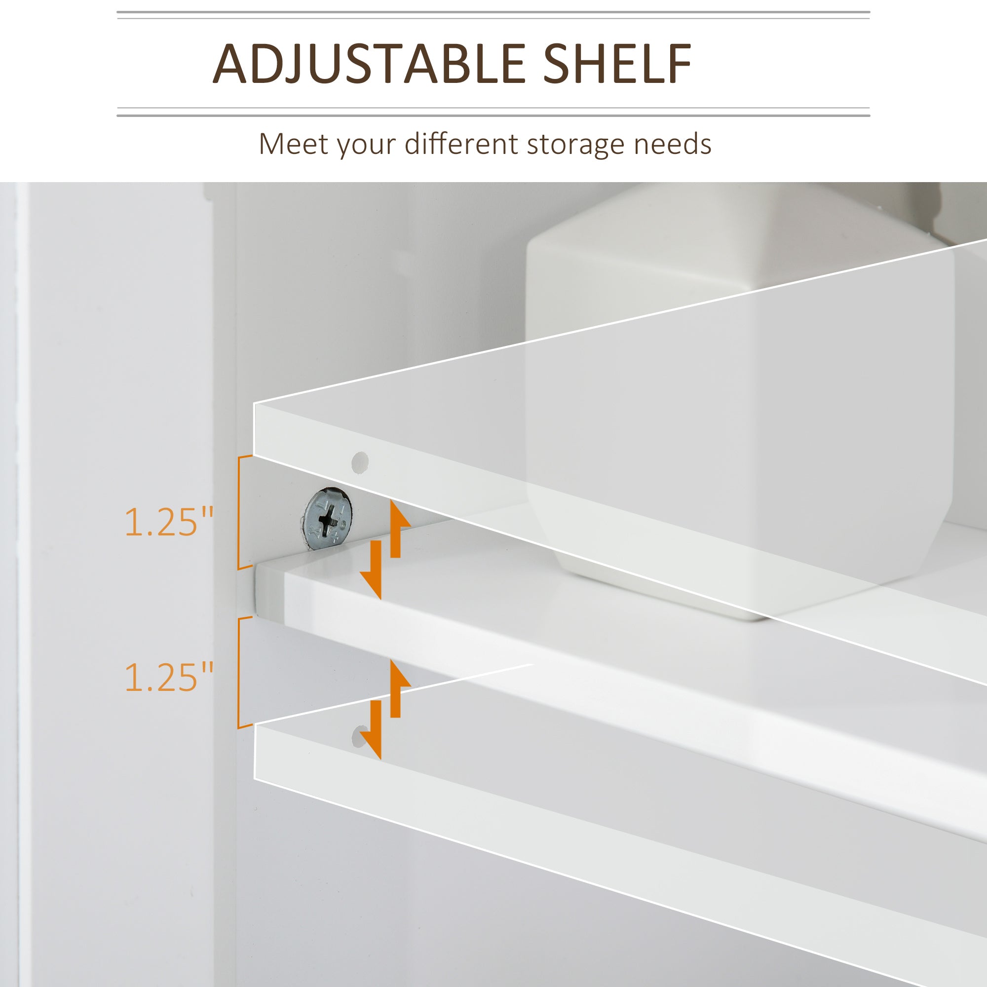 kleankin Bathroom Sink Cabinet, Bathroom Floor Storage Cabinet with 2 Doors Pedestal Under Sink Design, Space Saver Organizer Freestanding with Internal Adjustable Shelf, White - North Peak Garden Furniture