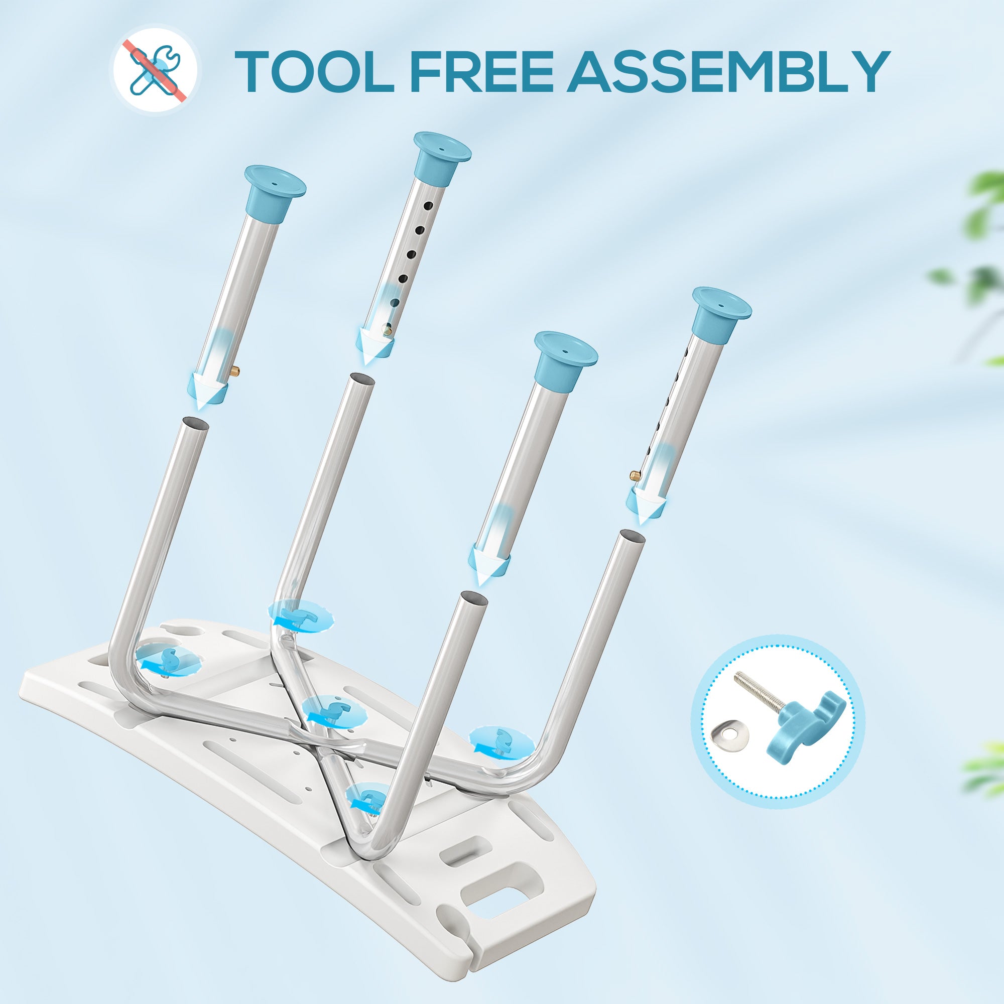 HOMCOM Shower Chair, Adjustable Height Shower Stool with Aluminium Frame and Non-Slip Feet, Bathtub Stool Seat for Elderly Disabled Handicap, Turquoise