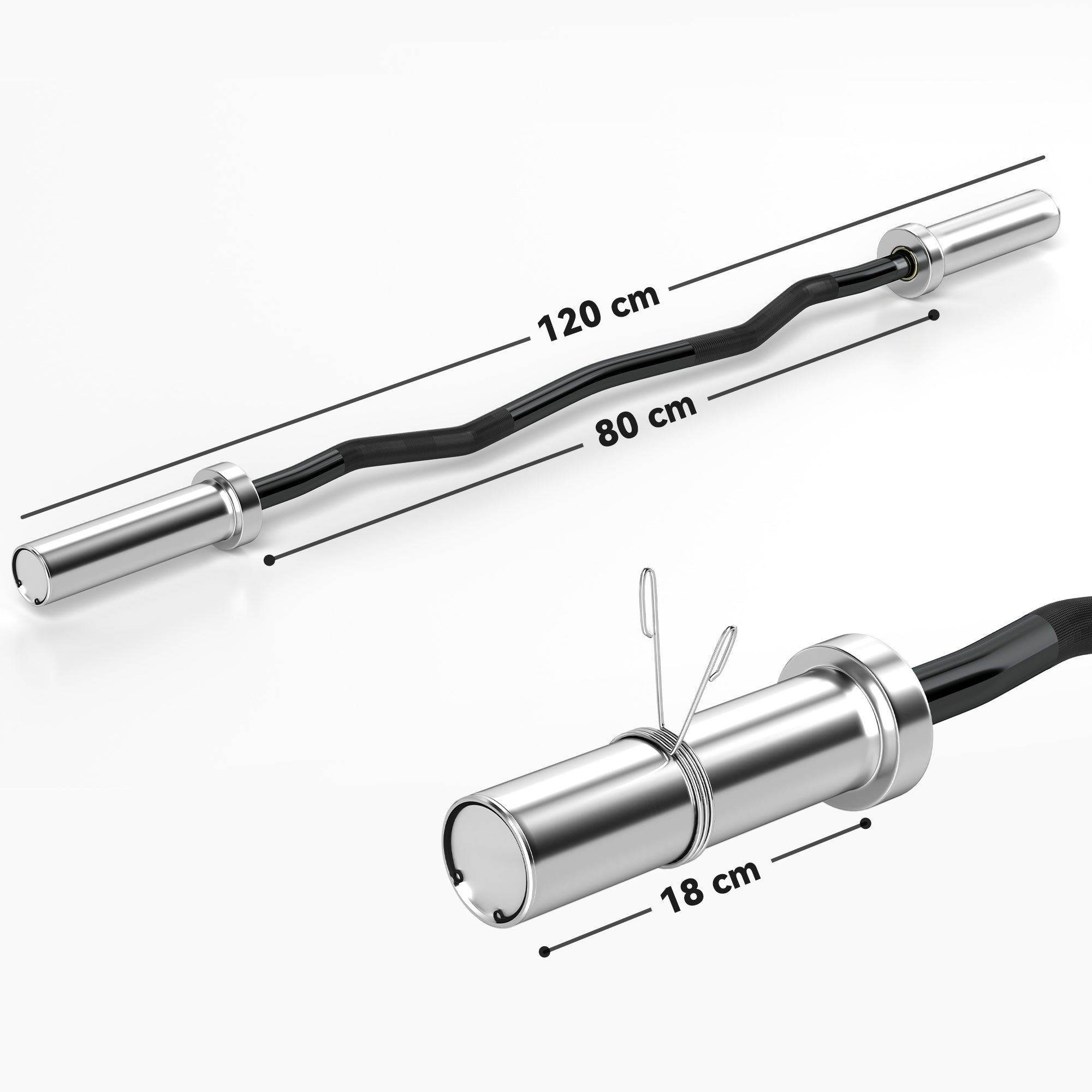 SPORTNOW 120cm EZ Barbell Bar for 5cm Weight Plates, with Spring Clips, 8kg - North Peak Garden Furniture