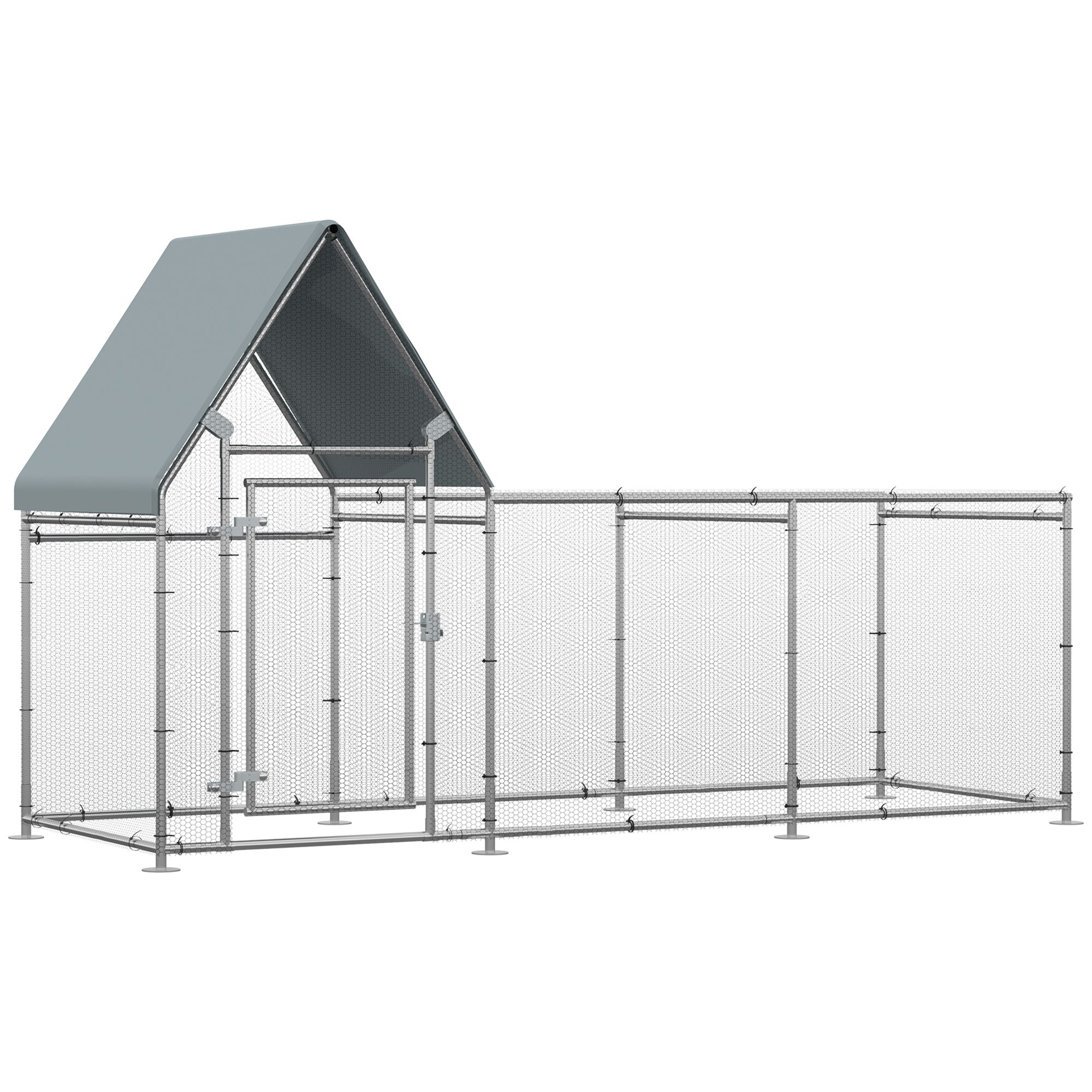 PawHut Walk In Chicken Run Chicken Coop, Large Poultry Cage Hen House for 6-8 Chickens Outdoor w/ Water-Resist Cover 302 x 107 x 172cm