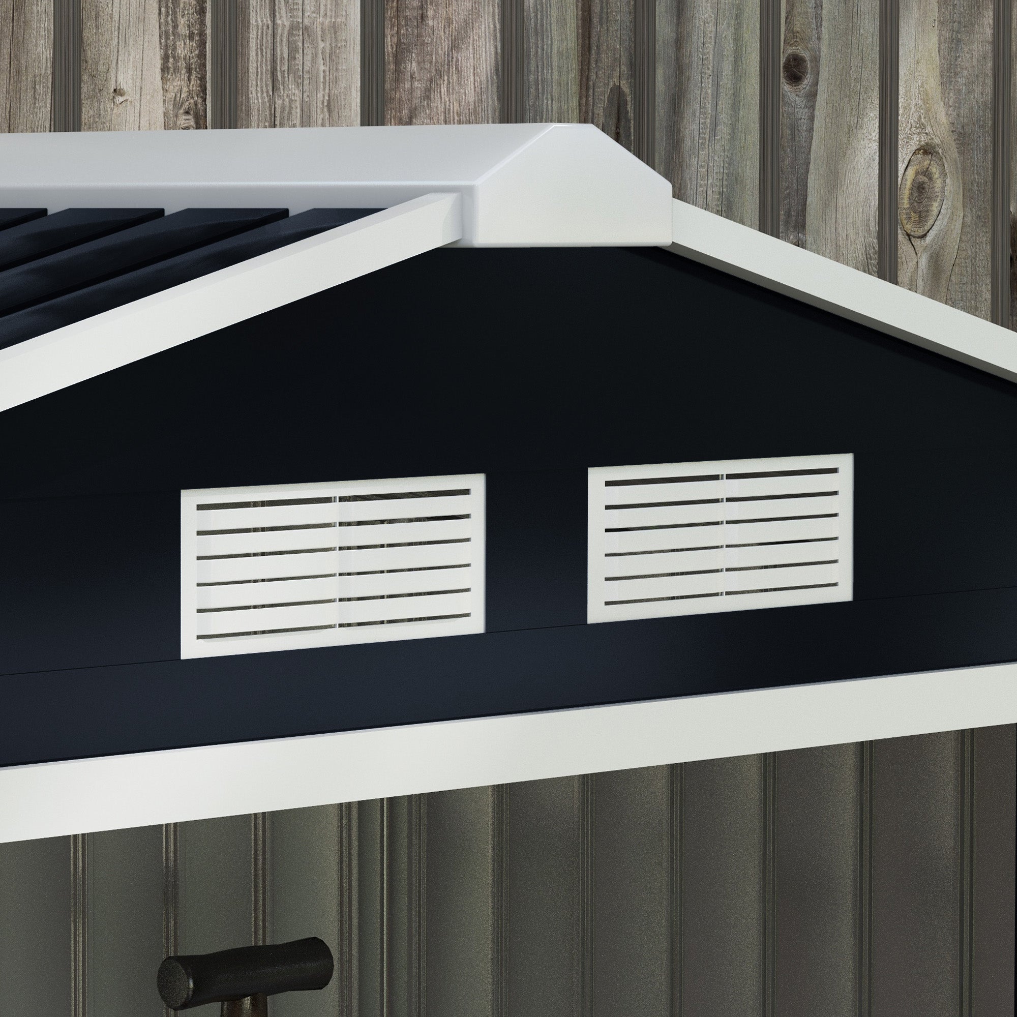 Outsunny 7 x 4ft Metal Garden Shed, Outdoor Storage Tool House with Ventilation Slots, Foundation Kit and Lockable Double Doors, Dark Grey - North Peak Garden Furniture