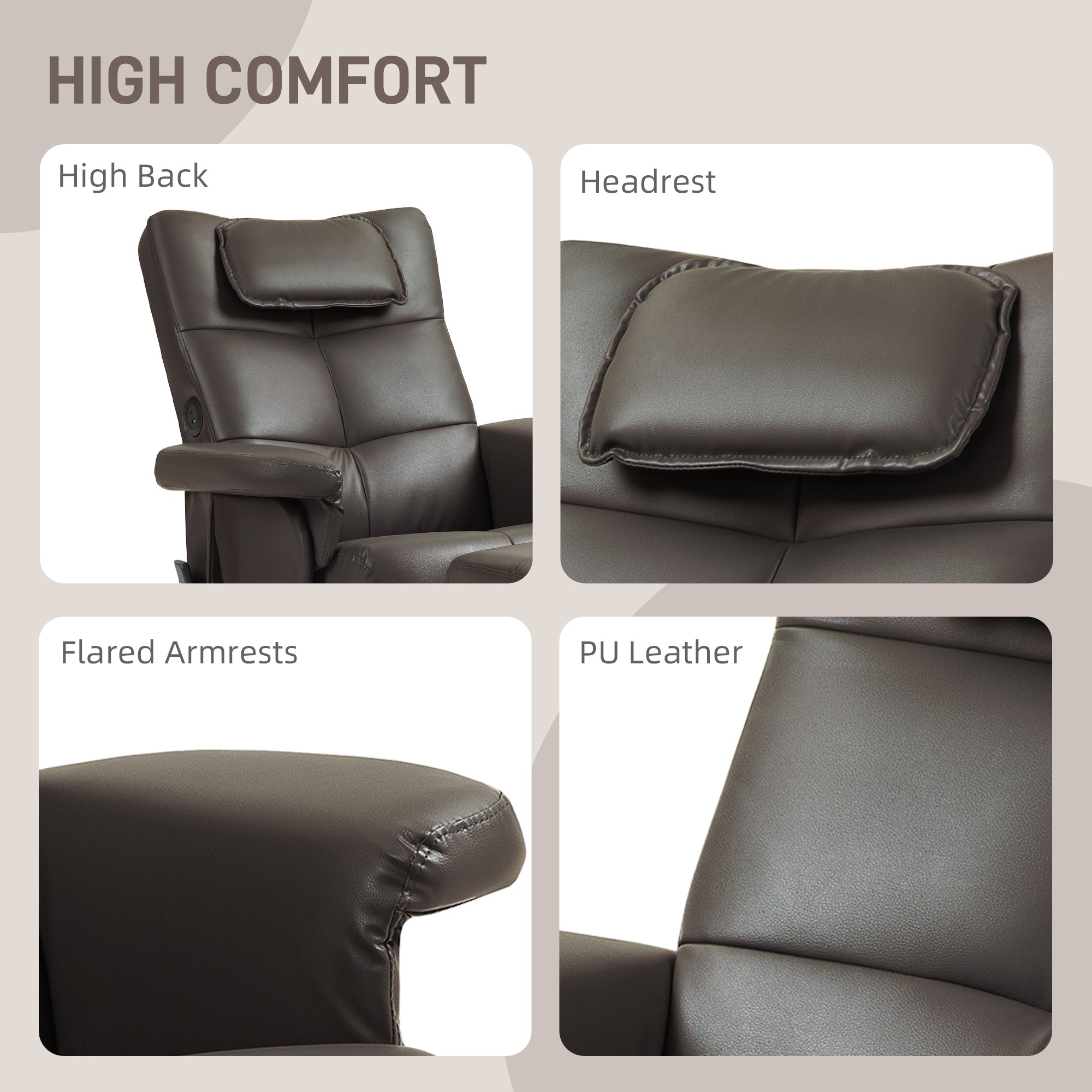 HOMCOM Faux Leather Massage Recliner Chair, with Storage Ottoman - Brown - North Peak Garden Furniture