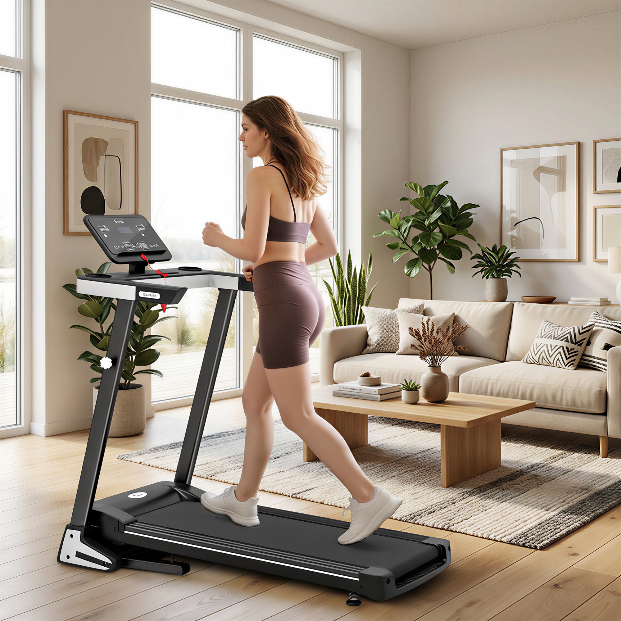HOMCOM Folding Treadmill for Home Motorised Running Machine w/ LCD Display Black