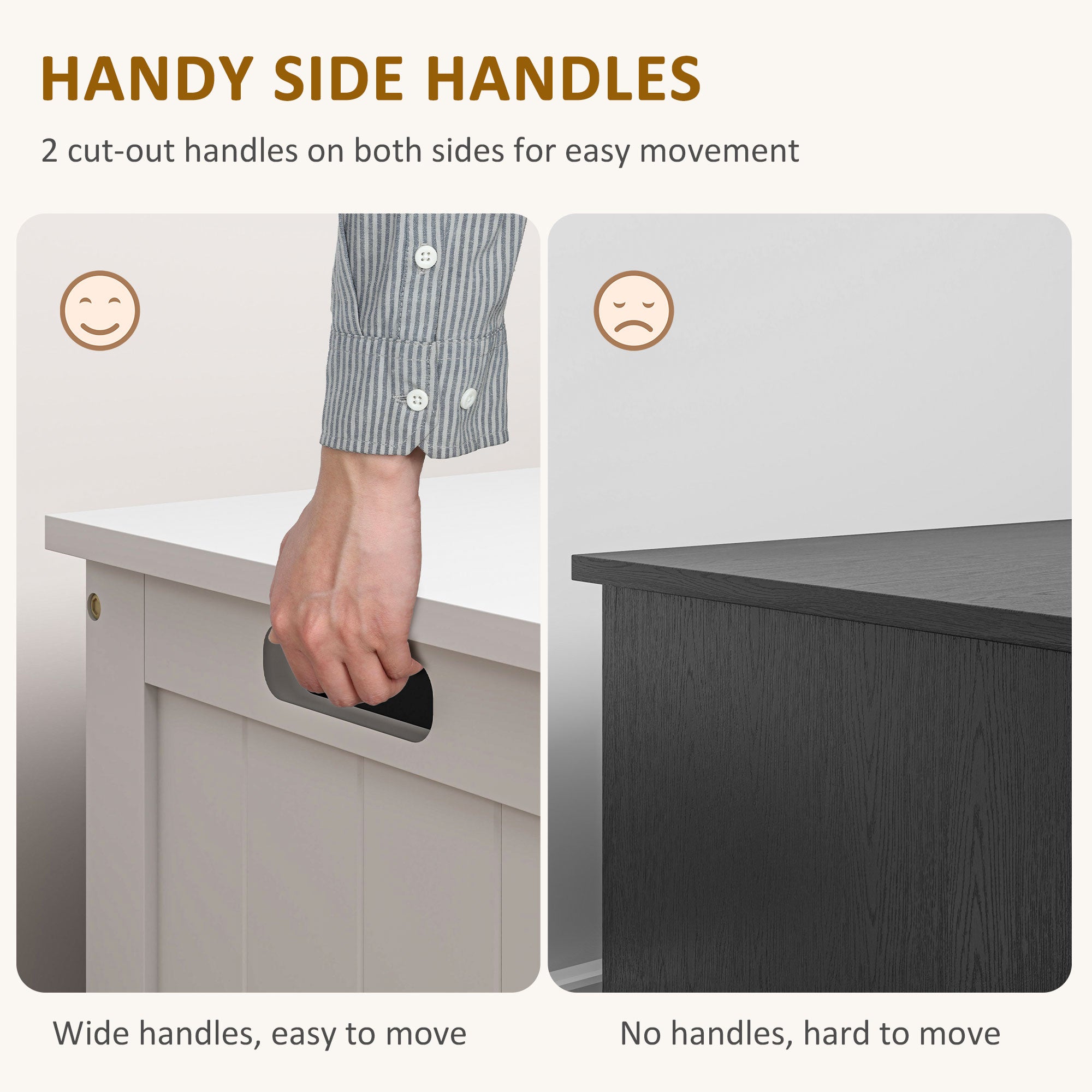 HOMCOM Storage Chest, Modern Storage Trunk with 2 Safety Hinges and Cut-out Handles, Wooden Toy Box for Living Room, Entryway, 76 x 40 x 48 cm, White - North Peak Garden Furniture