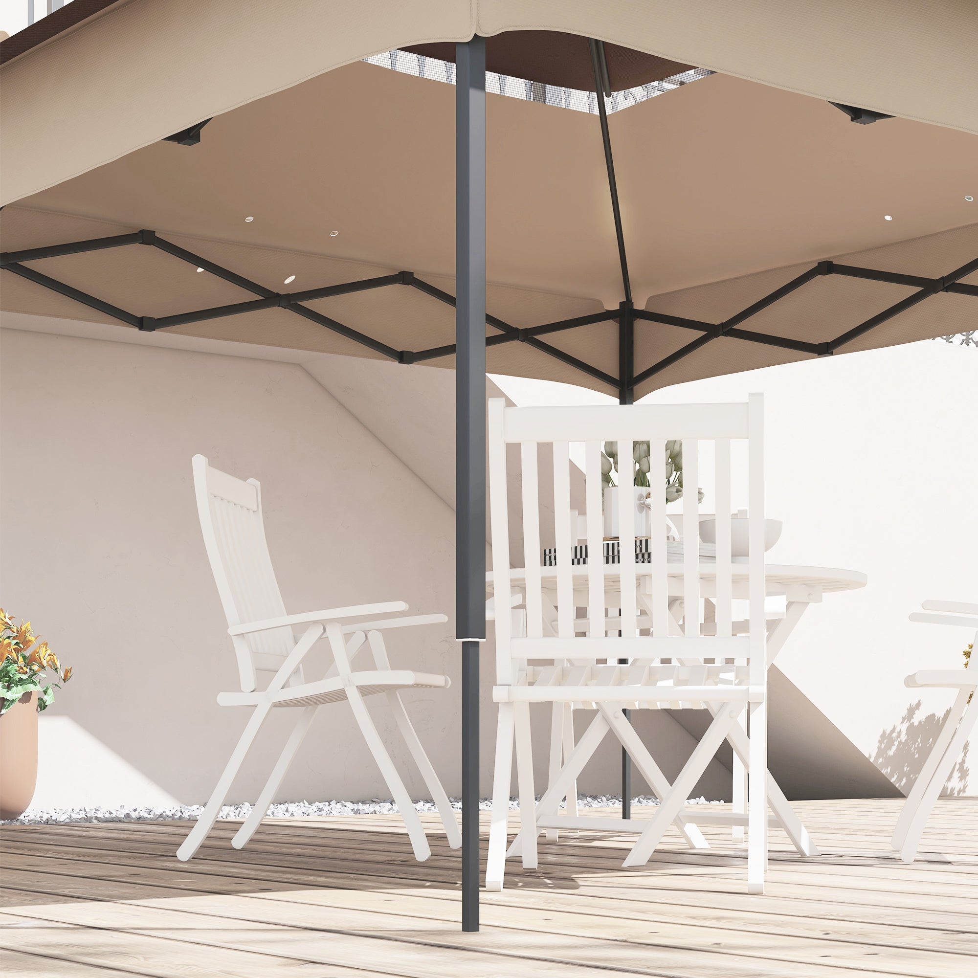 Outsunny Pop up Gazebo Cover, 2-Tier Gazebo Roof Replacement for 3.25m x 3.25m Frame, 30+ UV Protection, Beige