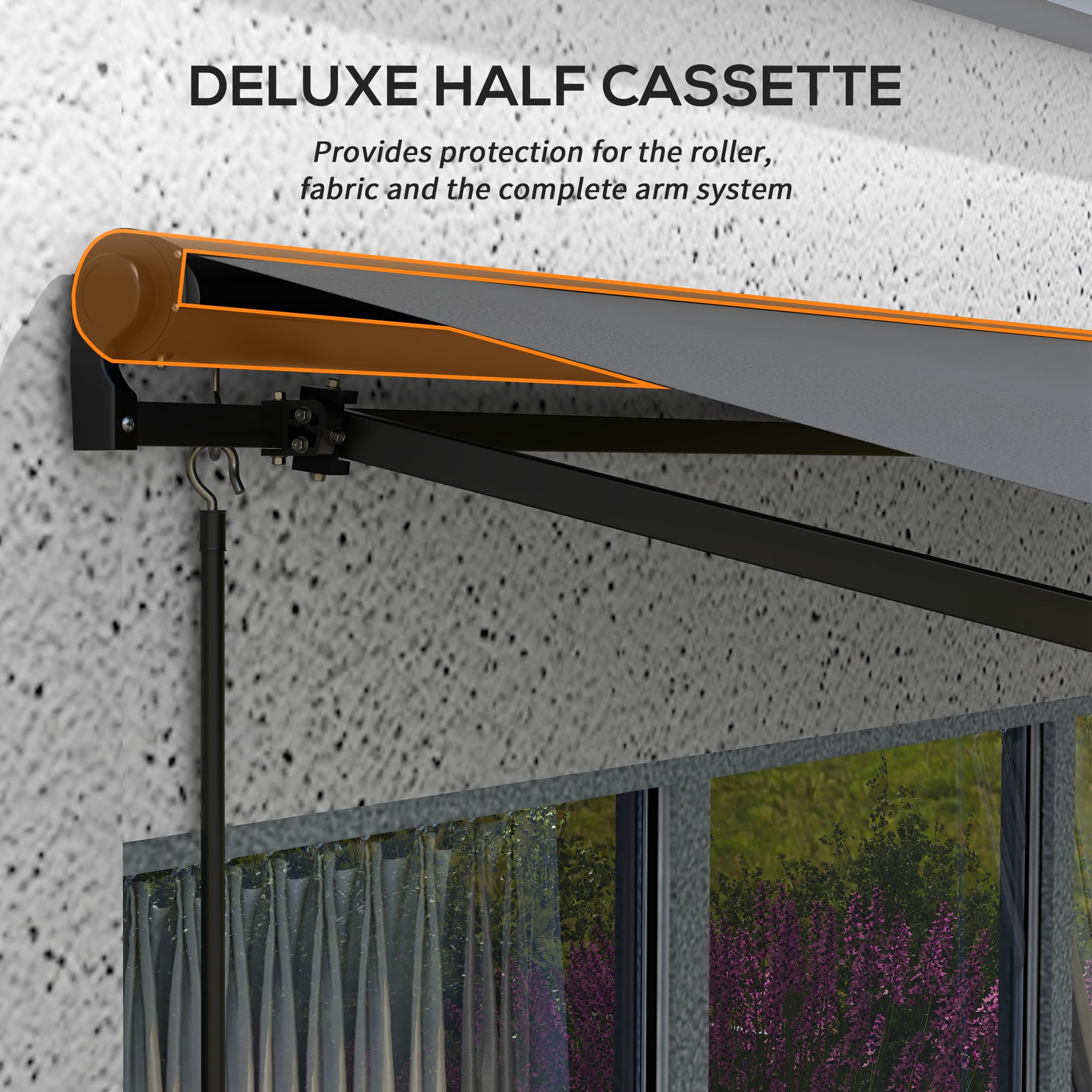 Outsunny 2.5 x 3.5m Aluminium Frame Electric Awning, with Remote - Dark Grey - North Peak Garden Furniture