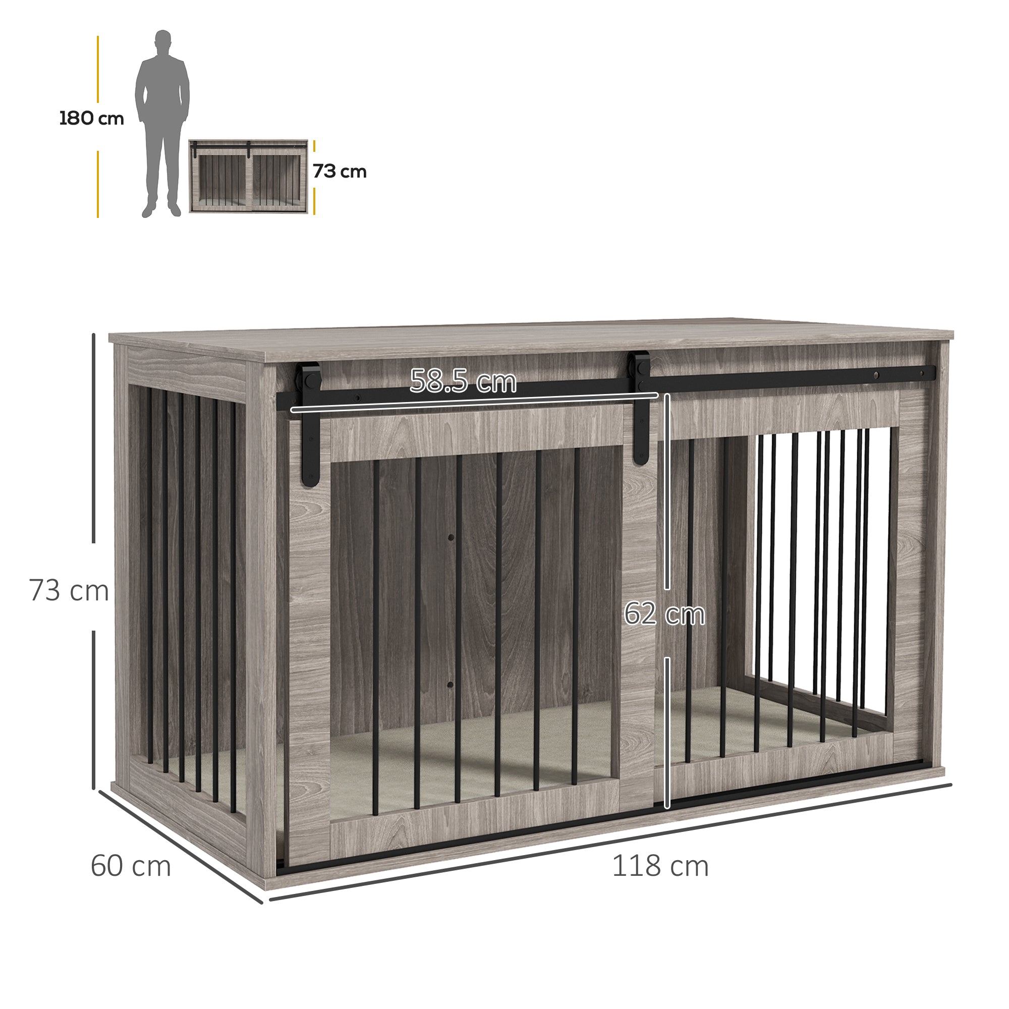 PawHut 118cm Dog Crate Furniture with Removable Cushion for Extra Large Dogs - Brown - North Peak Garden Furniture