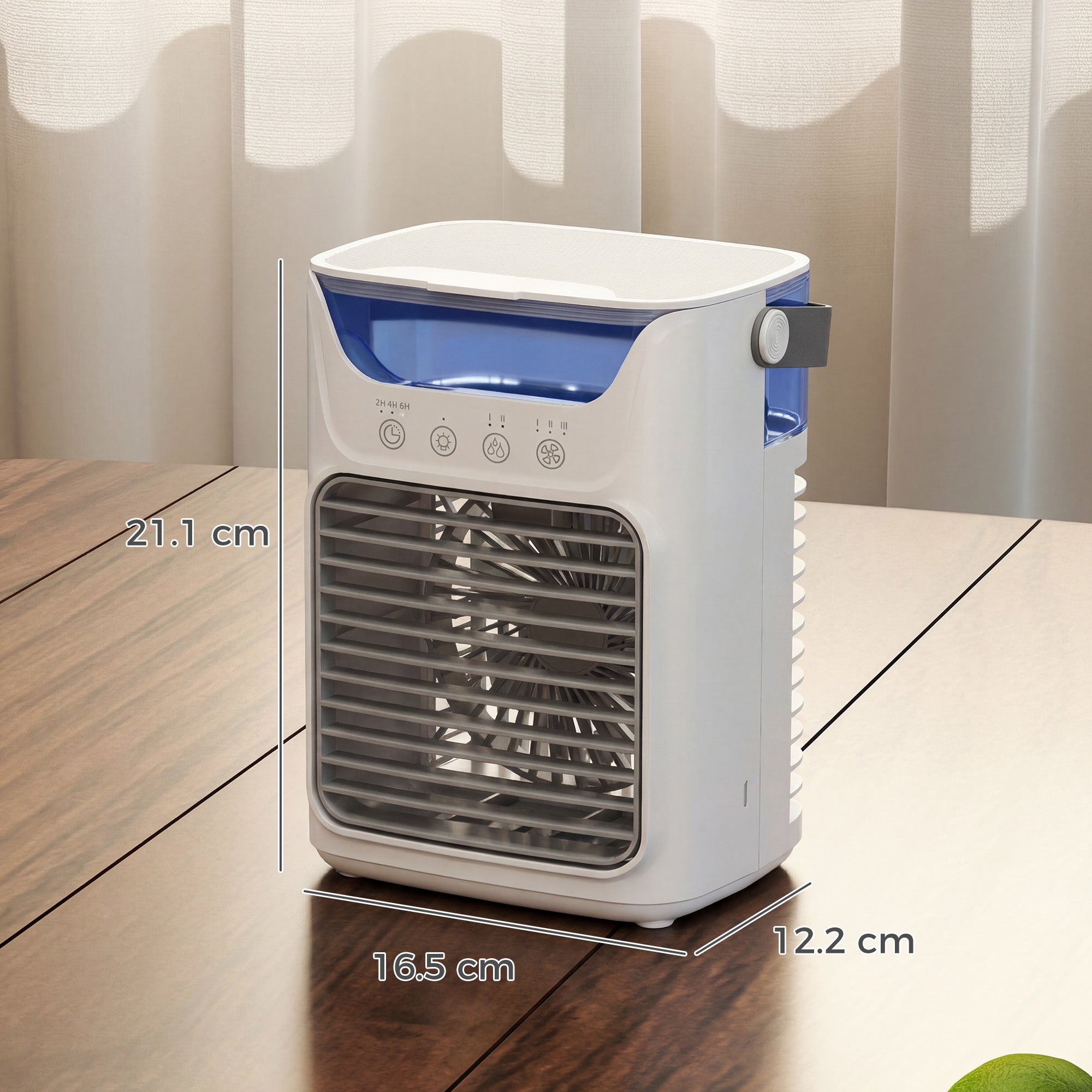HOMCOM Desk Fan with Adjustable Head, 3-Speed Small Fan with 700ml Water Tank Grey