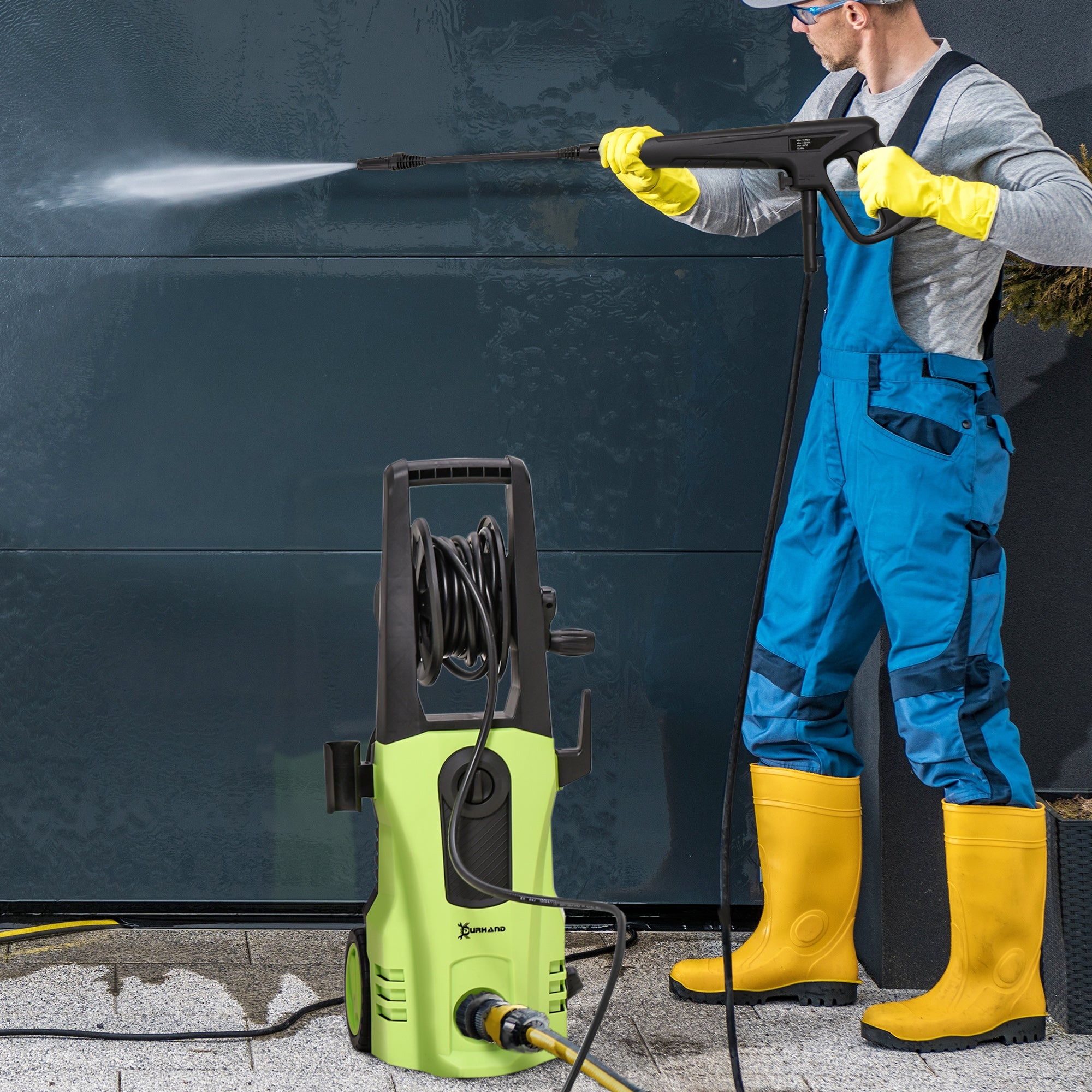 DURHAND 1800W High Pressure Washer, 150 Bar Pressure, 510 L/h Flow, High-Performance Portable Power Jet Wash Cleaner Green