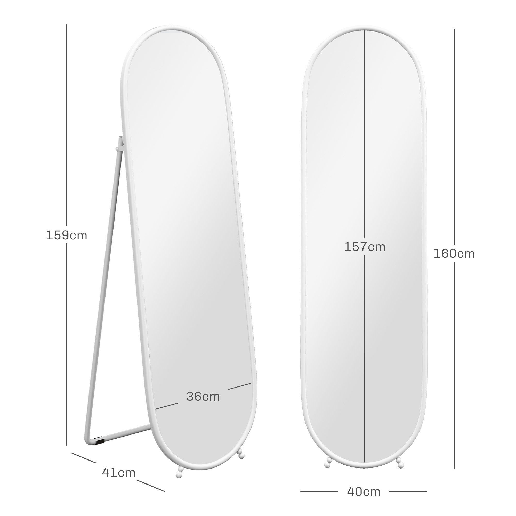 HOMCOM Three-Way Curved Full Length Mirror - White - North Peak Garden Furniture