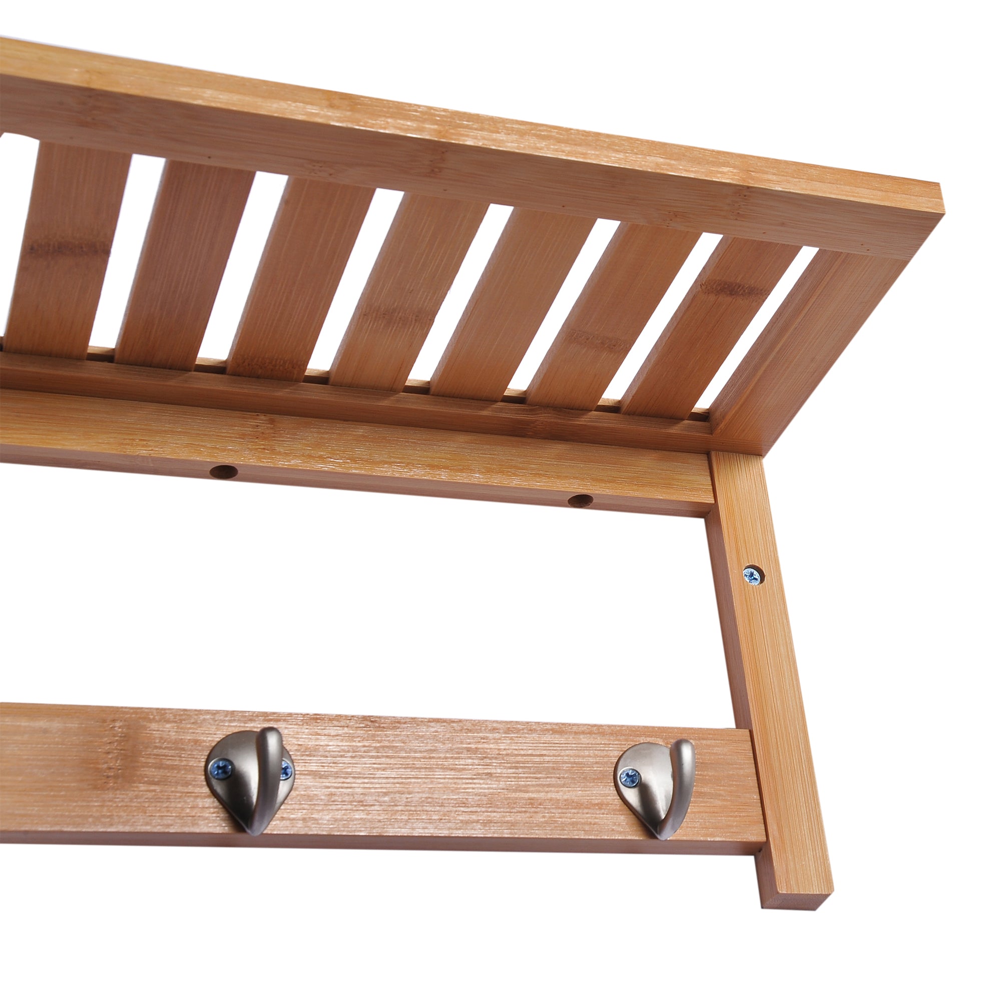 HOMCOM Wall Mounted Coat Clothes Hat Hanger 4 Hooks Rack Stand with Rail & Storage Shelf for Hallway Entryway Bedroom Bathroom - North Peak Garden Furniture