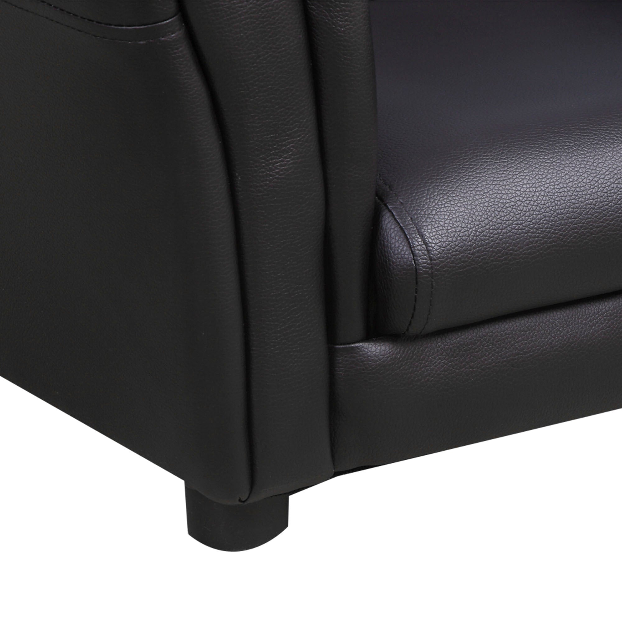 HOMCOM Toddler Chair Single Seater Kids Sofa Set, 54 x 42 x 41cm, Kids Sofa with Stool, Black - North Peak Garden Furniture