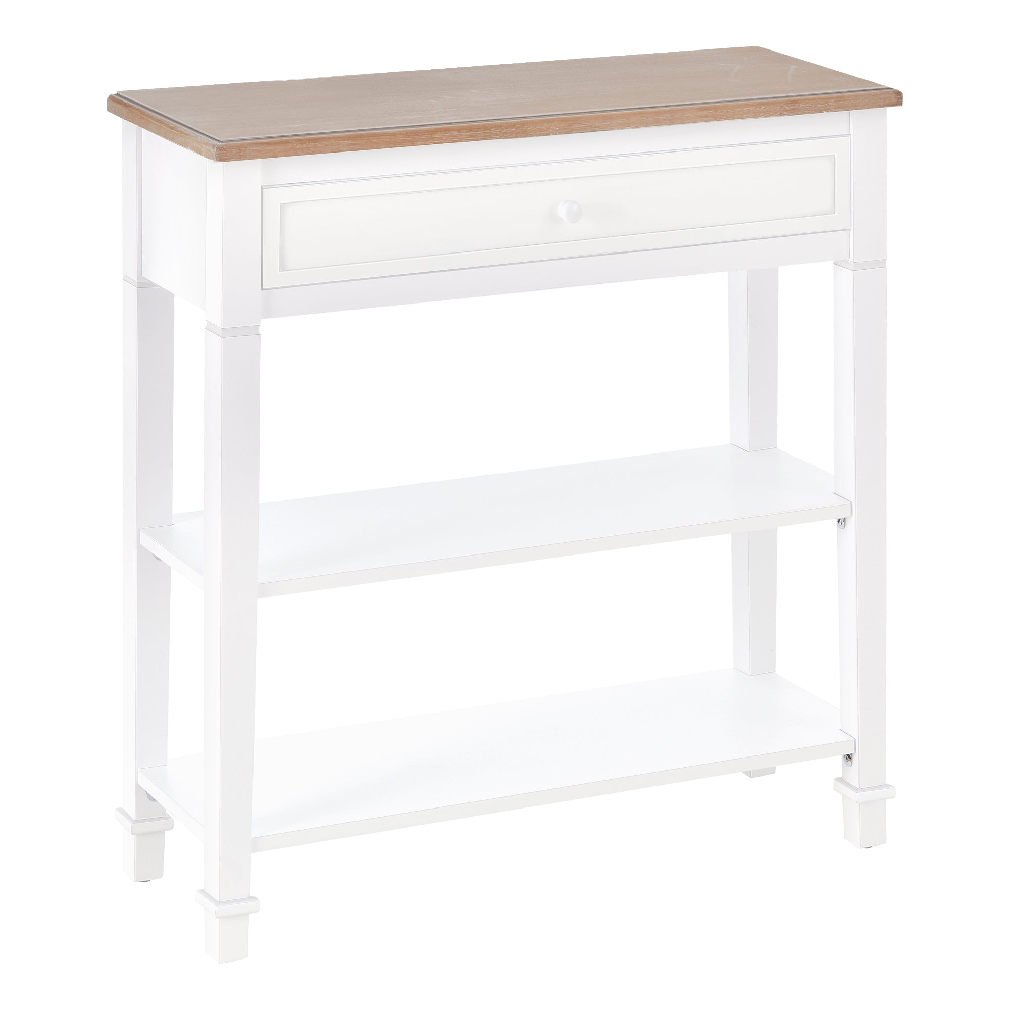 HOMCOM Console Table Hallway Side Desk 1 Drawer 2 Shelves Worktop Handle Retro Elegant Style Home Display Storage for Bedroom Livingroom - North Peak Garden Furniture