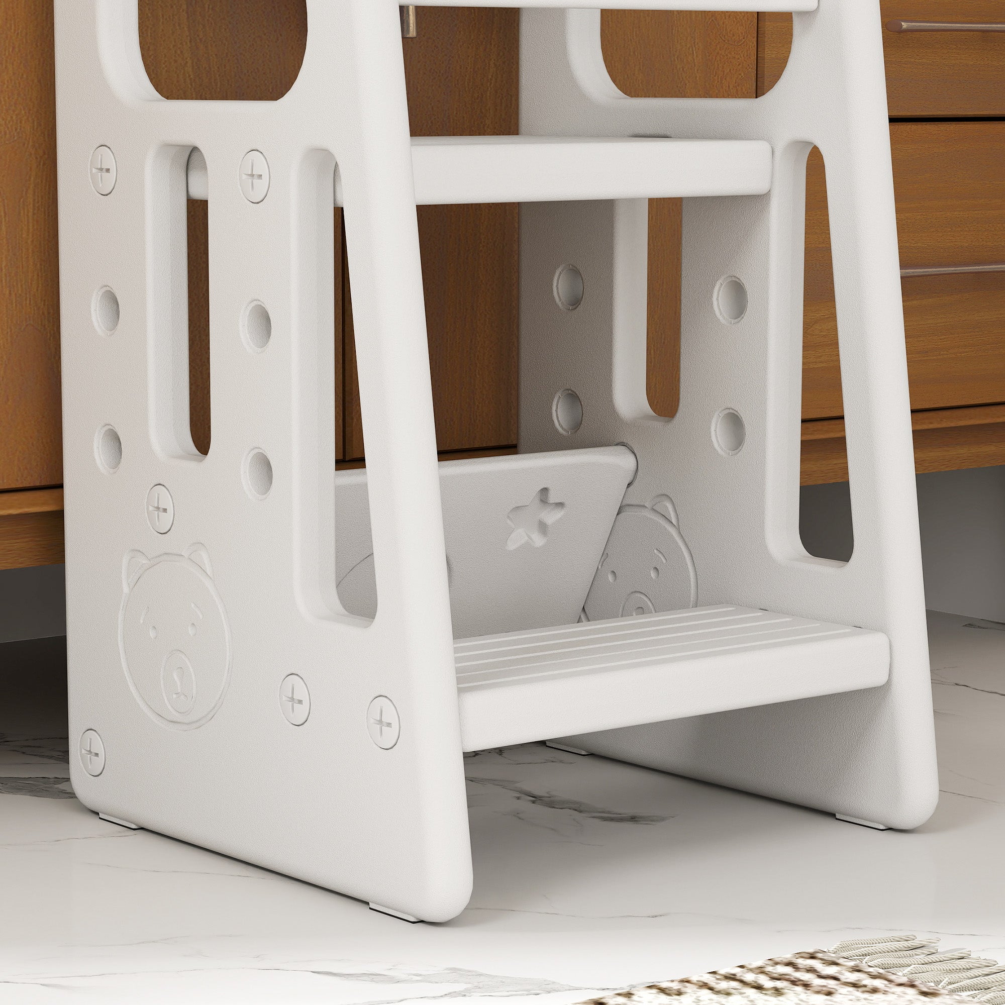 HOMCOM Kids Step Stool, Adjustable Standing Platform, Toddler Kitchen Stool - North Peak Garden Furniture