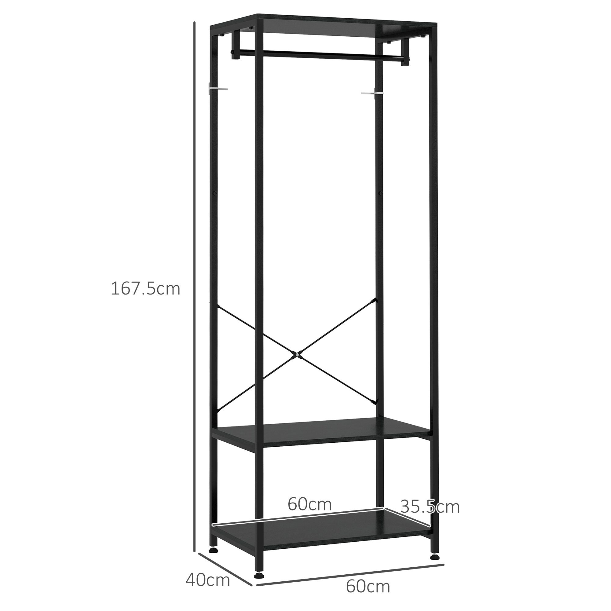 HOMCOM Hallway Coat Rack and Shoe Bench Tree - Black - North Peak Garden Furniture
