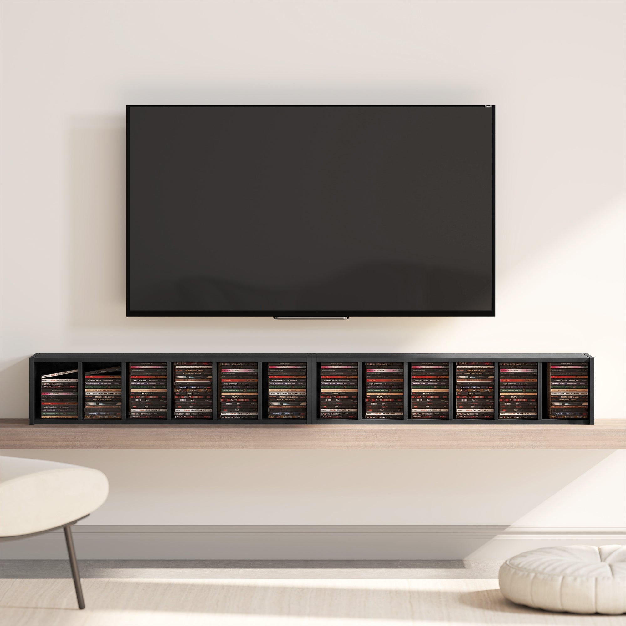 HOMCOM Set of 2 CD Media Display Shelf Unit Tower Rack with Adjustable Shelves, Black