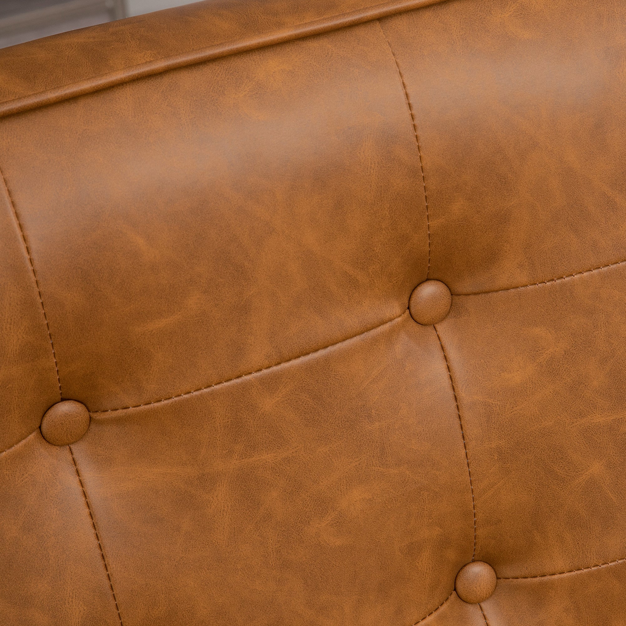 HOMCOM Retro-Style Accent Chair, with Faux Leather Seat - Brown - North Peak Garden Furniture