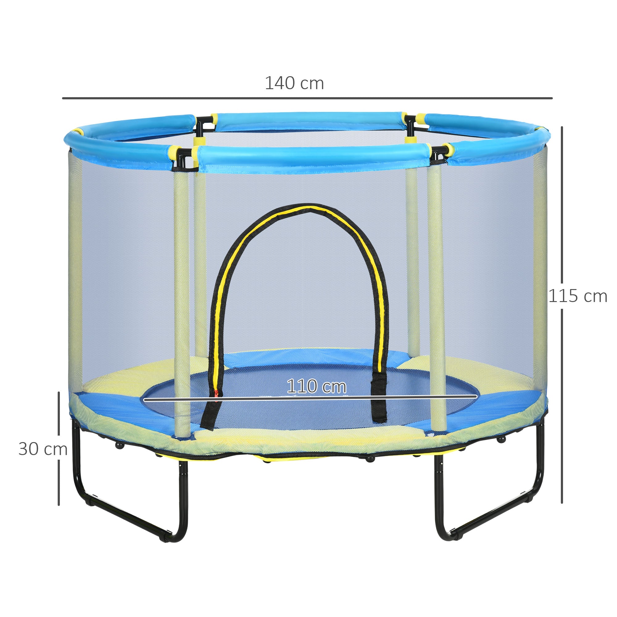 ZONEKIZ 55" Kids Trampoline, Bungee Gym, with Safety Net, for Ages 3-10 Years - Blue