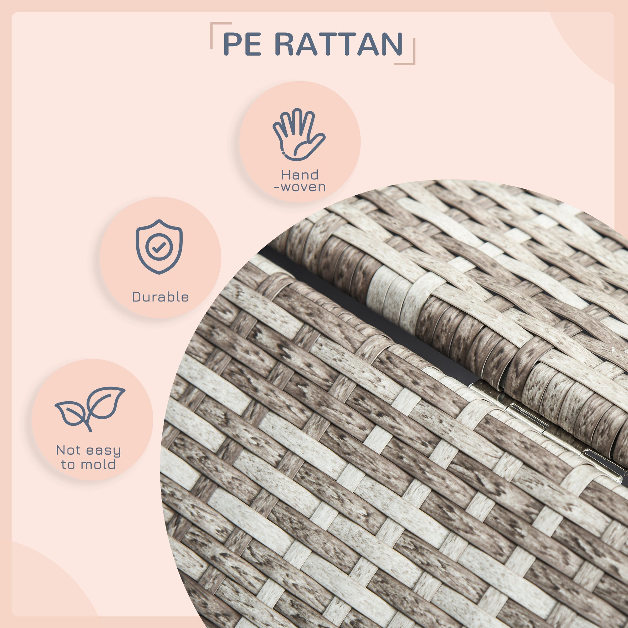 PawHut Wicker Dog House, Rattan Pet Bed, with Removable Cushion, Canopy, for Small and Medium Dogs - Dark Grey - North Peak Garden Furniture