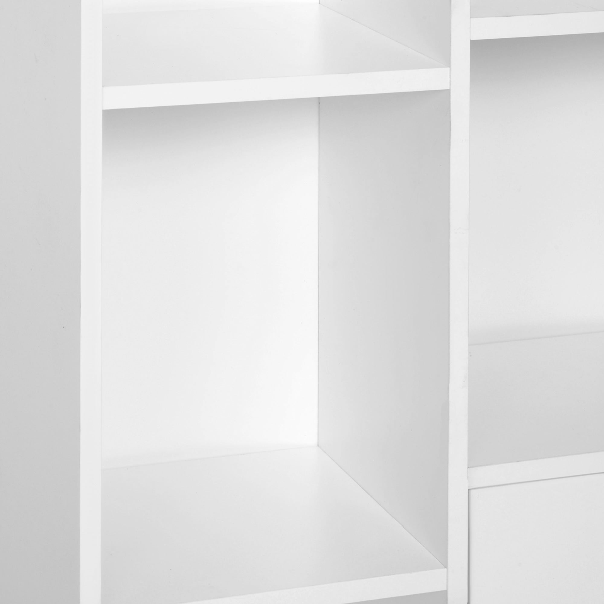HOMCOM Sideboard Storage Cabinet Cupboard, Open Bookcase with 2 Doors 5 Compartments Wooden Modern Style for Living Room Bedroom Kitchen 80 x 23 x 123 cm, White - North Peak Garden Furniture