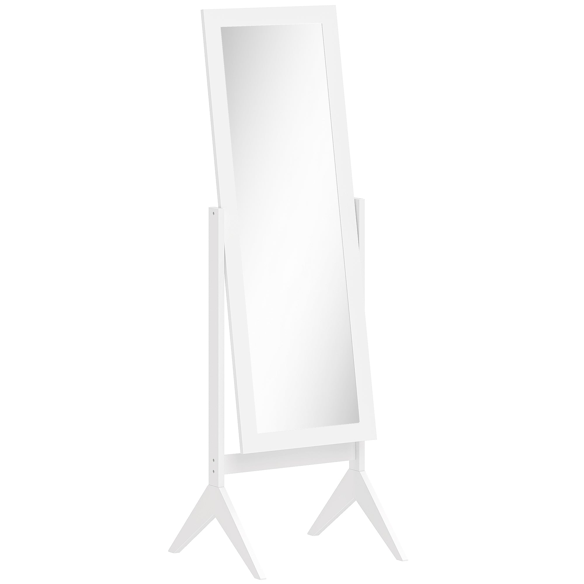 HOMCOM Freestanding Dressing Mirror Bedroom Tall Adjustable Angle 148x47cm White