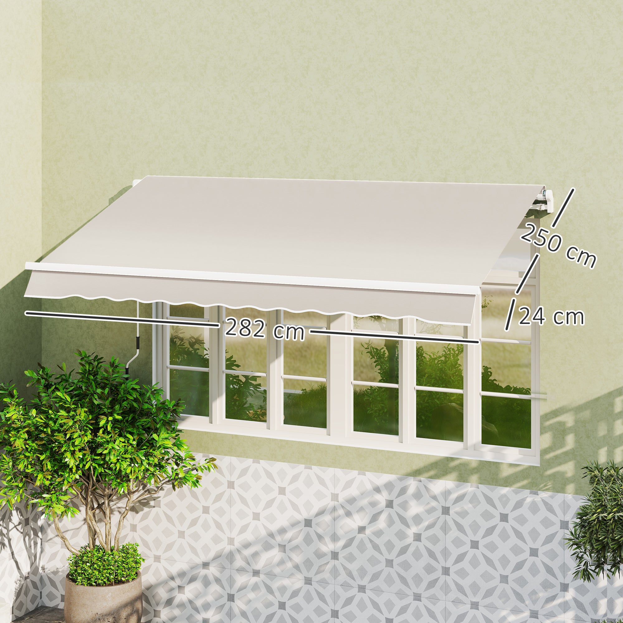 Outsunny Awning Replacement Canopy, Water Resistant UPF 50+ Sun Shade Cover for 3 x 2.5 m Garden Awning (Fabric Only), Cream White - North Peak Garden Furniture