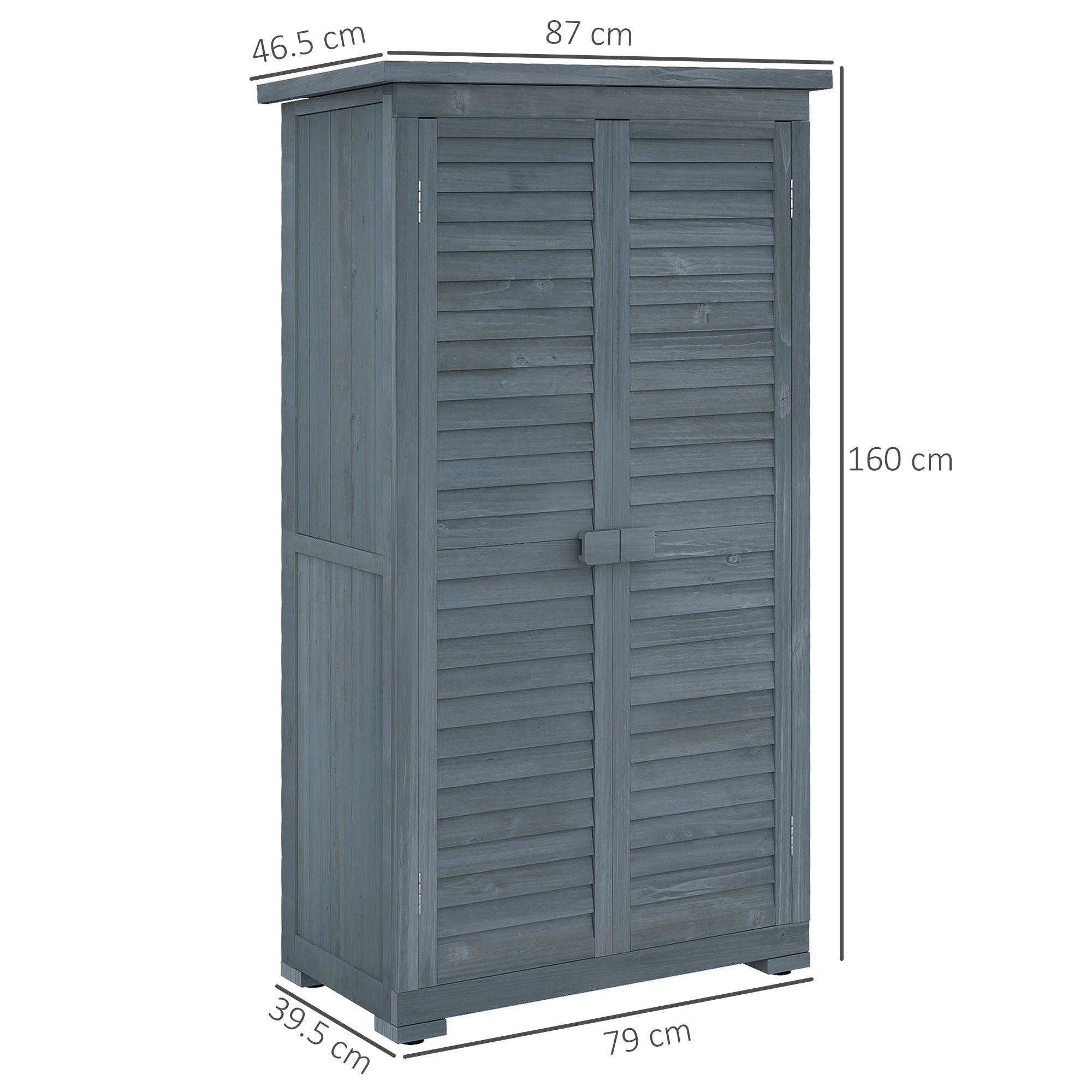 Outsunny 39.5 x 79cm Fir Wood Garden Shed - Grey - North Peak Garden Furniture