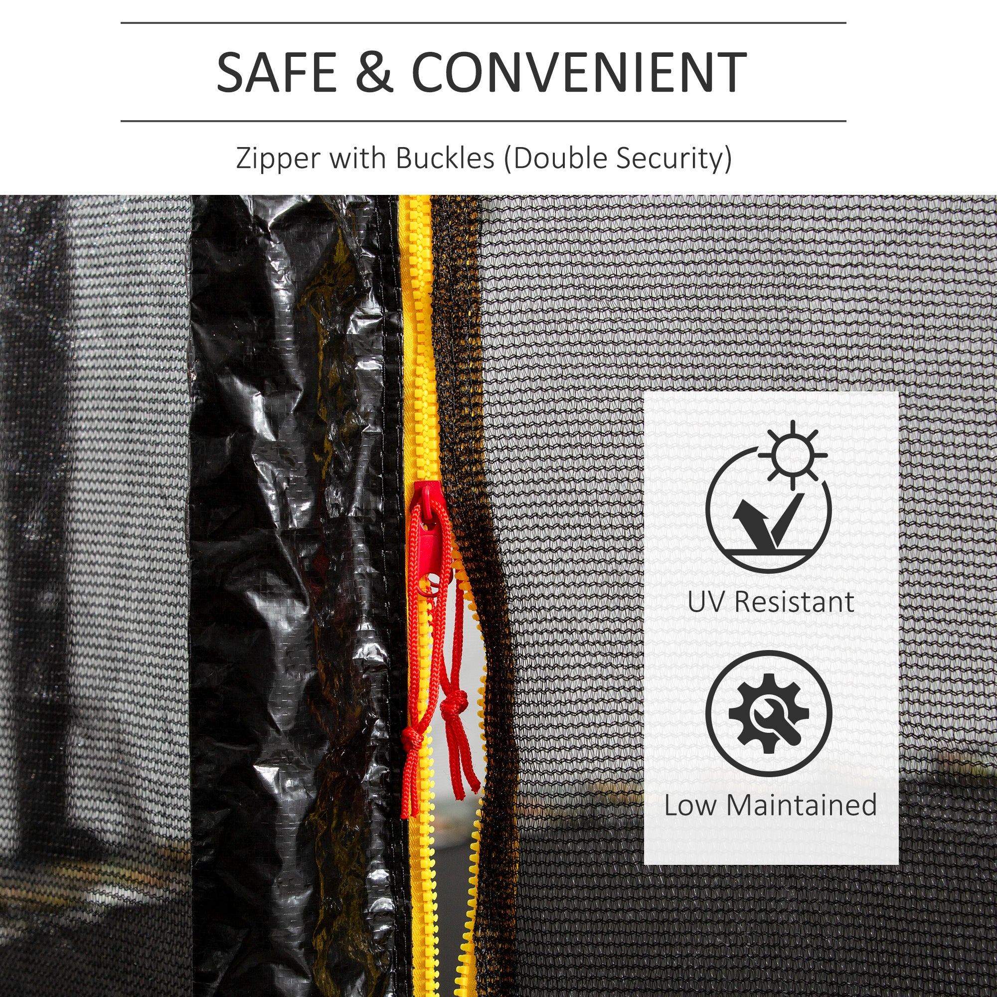 HOMCOM 13ft Trampoline Net Replacement Safety Net Enclosure Net Spare New w/ 8 Poles - North Peak Garden Furniture