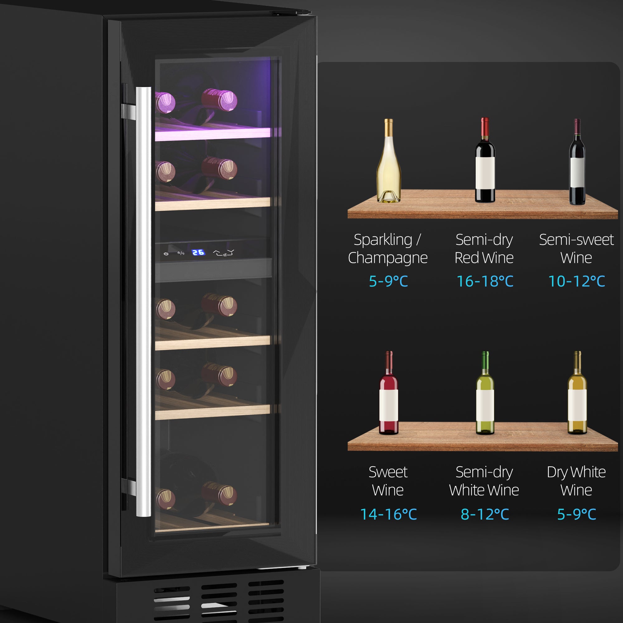 HOMCOM 16 Bottle Dual Zone 5-18℃ Wine Fridge - Black - North Peak Garden Furniture