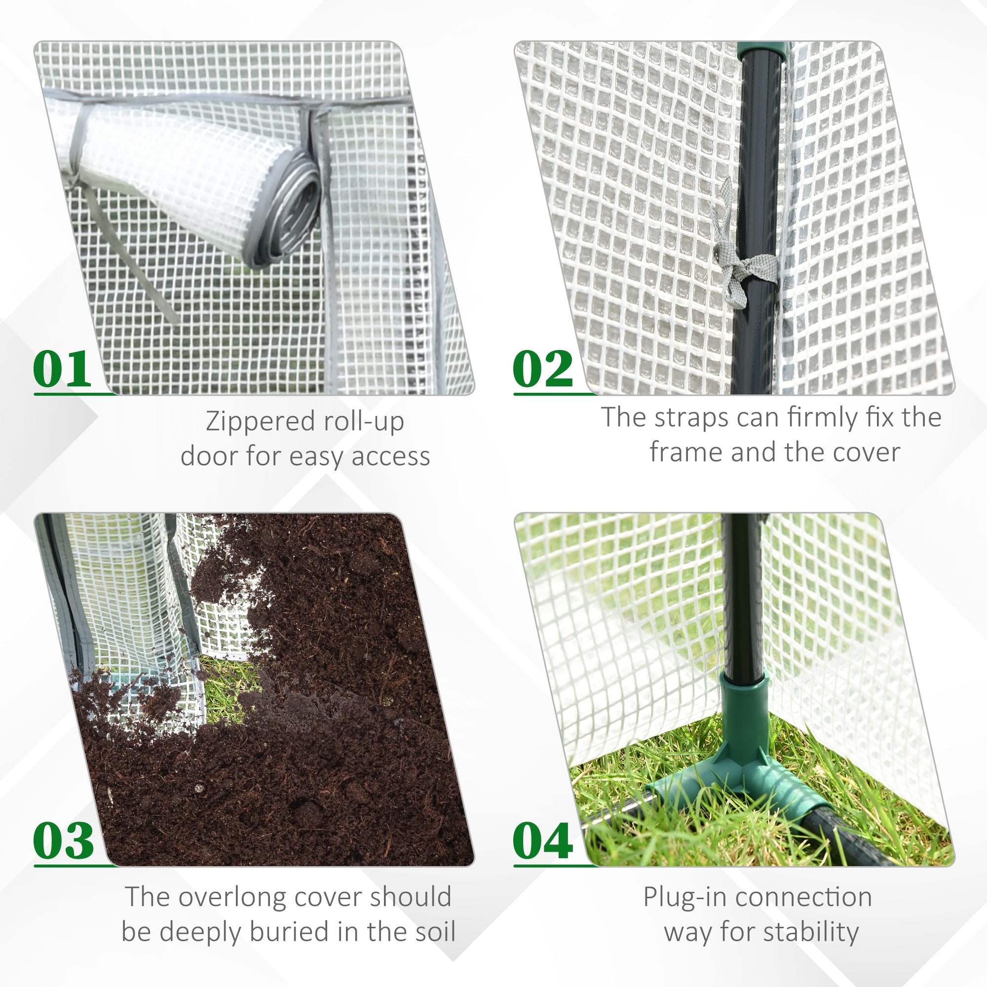 Outsunny 100 x 50 x 150cm Tomato Greenhouse with Roll-up Door, Mini Greenhouse with PE Cover, Outdoor Grow House Small Green House for Yard, Balcony, Garden, White - North Peak Garden Furniture
