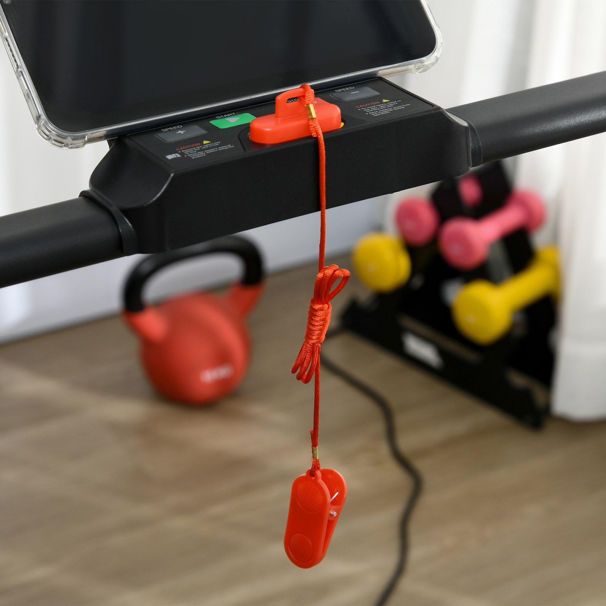 HOMCOM Foldable Walking Treadmill, with LED Display and Wheels, for Home, Office, Gym, Blue - North Peak Garden Furniture