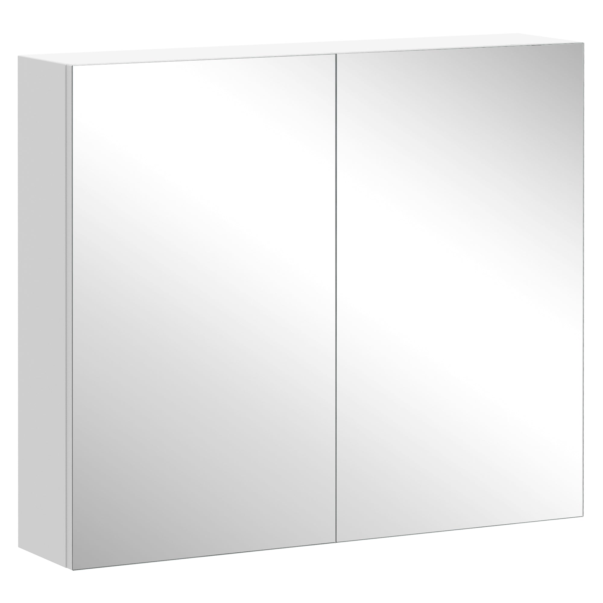 HOMCOM Mirror Cabinet, Wall Mount Bathroom Storage Cabinet with Adjustable Shelf, Double Door Cupboard, 70 x 15 x 60 cm, White