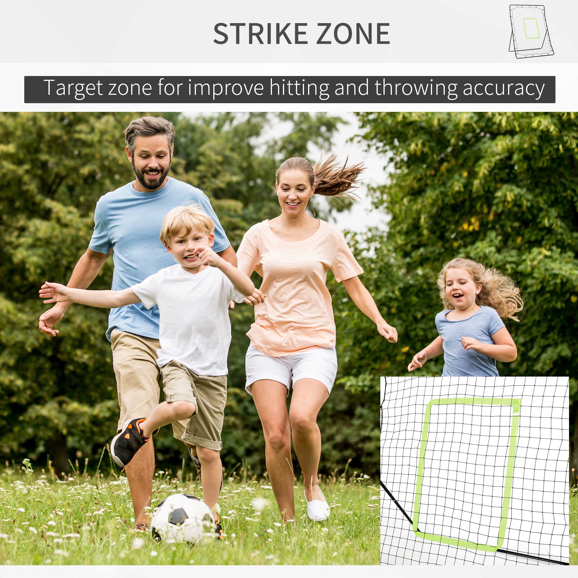 HOMCOM Baseball Rebounder Net Teens Adults Game Spot Softball Training Aid Practise Target Strike Shot Goal Play - North Peak Garden Furniture