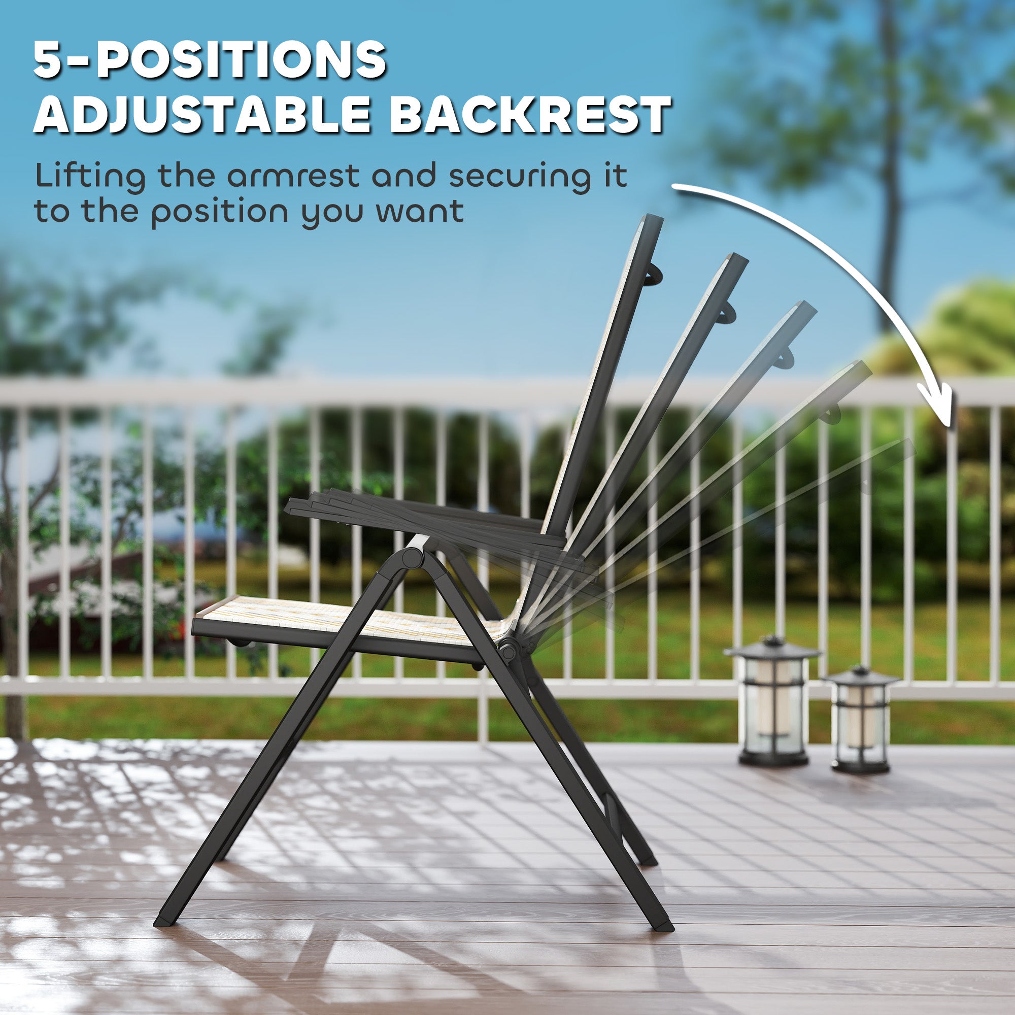 Outsunny Set of Two Rattan Reclining Garden Chairs - Multicolour - North Peak Garden Furniture