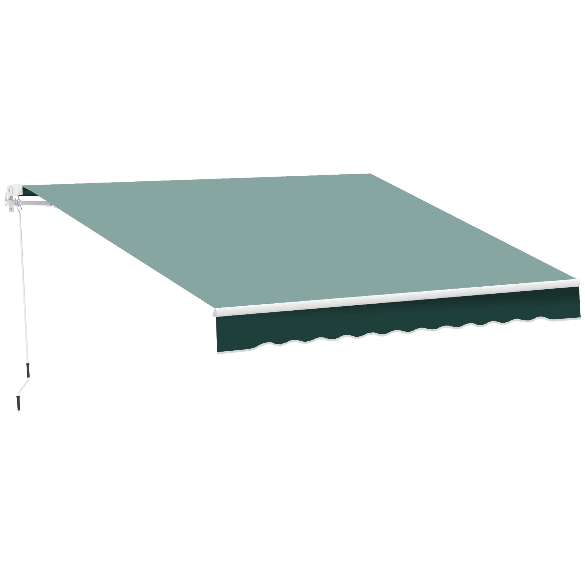 Outsunny Manual Retractable Garden Patio Awning, Sun Shade Shelter with Winding Handle, 2.5m x 2m, Green