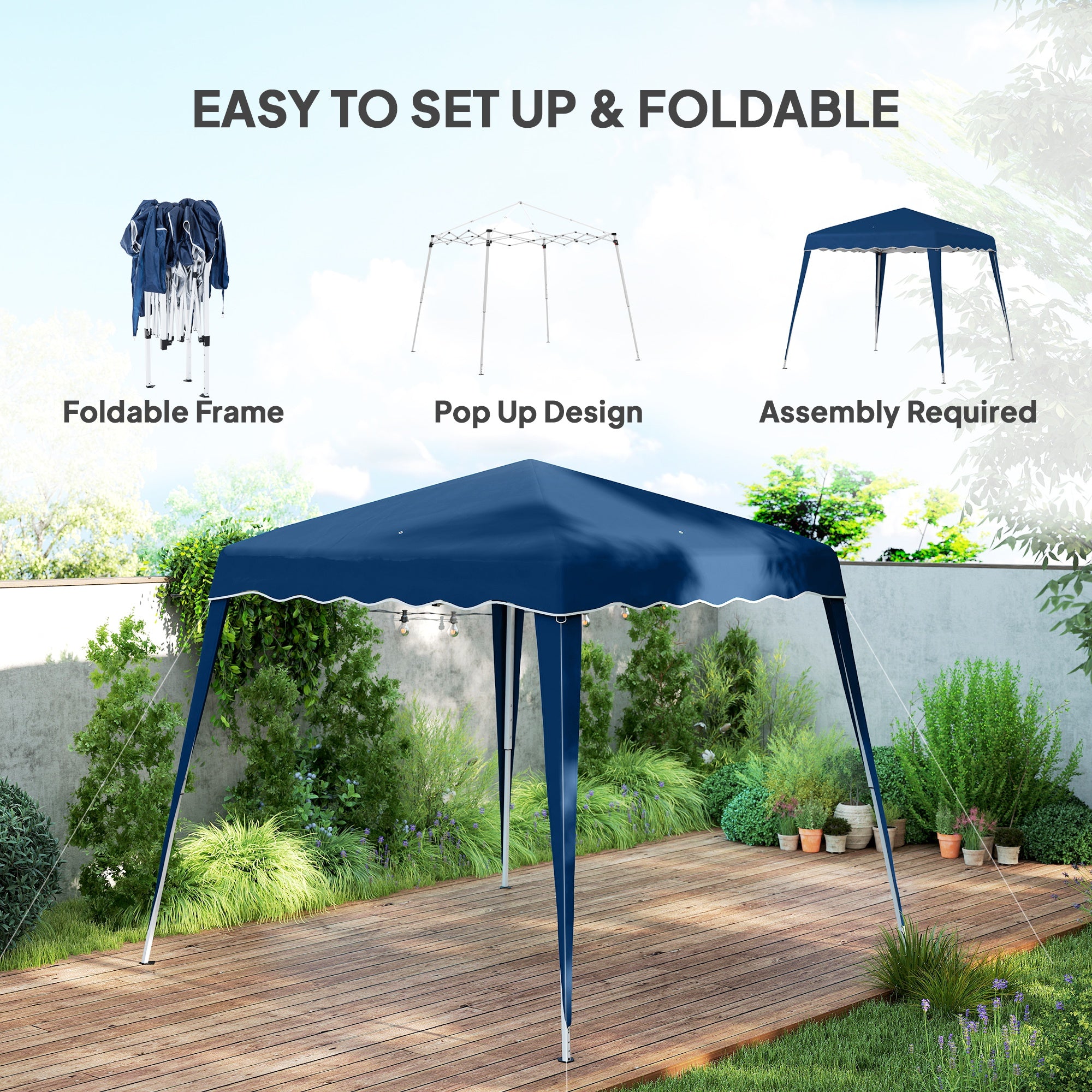 Outsunny 3 M x 3 M Base/ 2.5 M x 2.5 M Top Pop Up Gazebo with Carry Bag, Height Adjustable Slant Leg Party Tent Instant Event Shelter for Garden, Patio - North Peak Garden Furniture