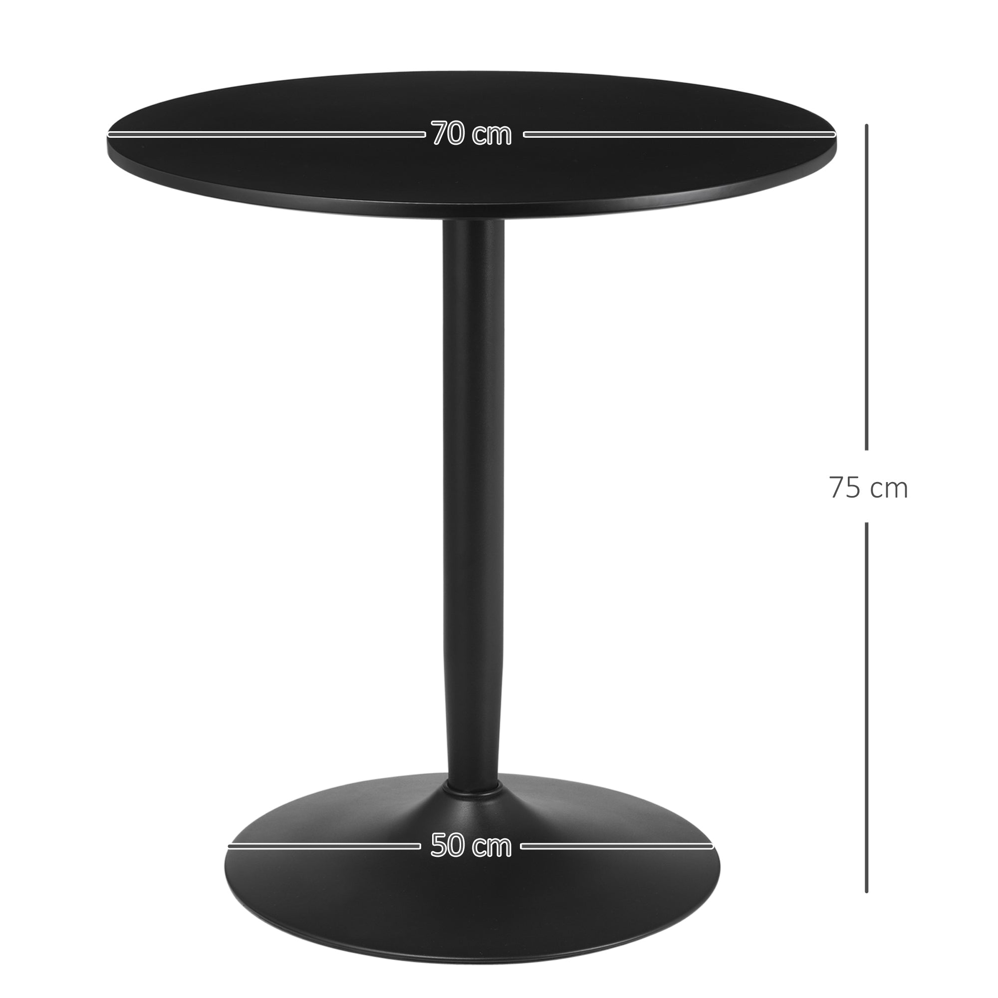 HOMCOM 75H x Φ70cm Two-Person Minimalistic Dining Table - Black - North Peak Garden Furniture