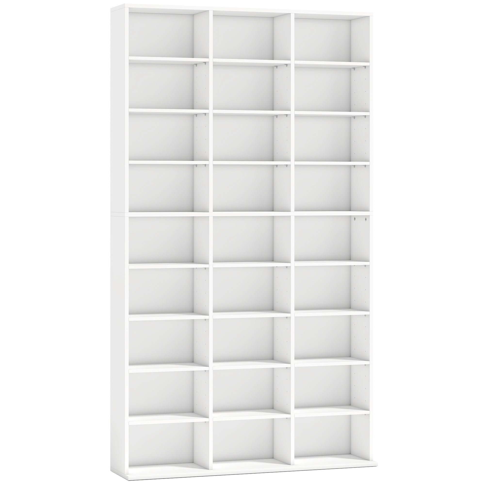 HOMCOM 835 CD/500 DVD Storage Unit, Blu-ray Media Storage Shelf with 27 Compartments and 21 Adjustable Shelves, White