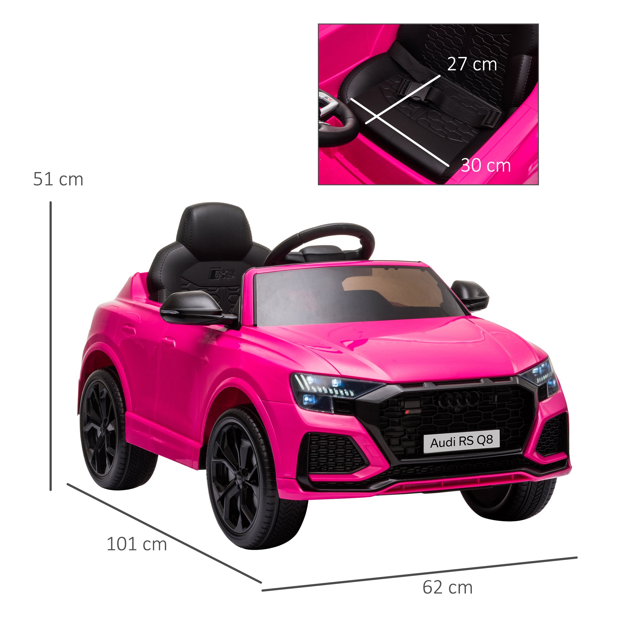 HOMCOM Audi RS Q8 6V Kids Electric Ride On Car Toy w/ Remote USB MP3 Bluetooth Pink - North Peak Garden Furniture