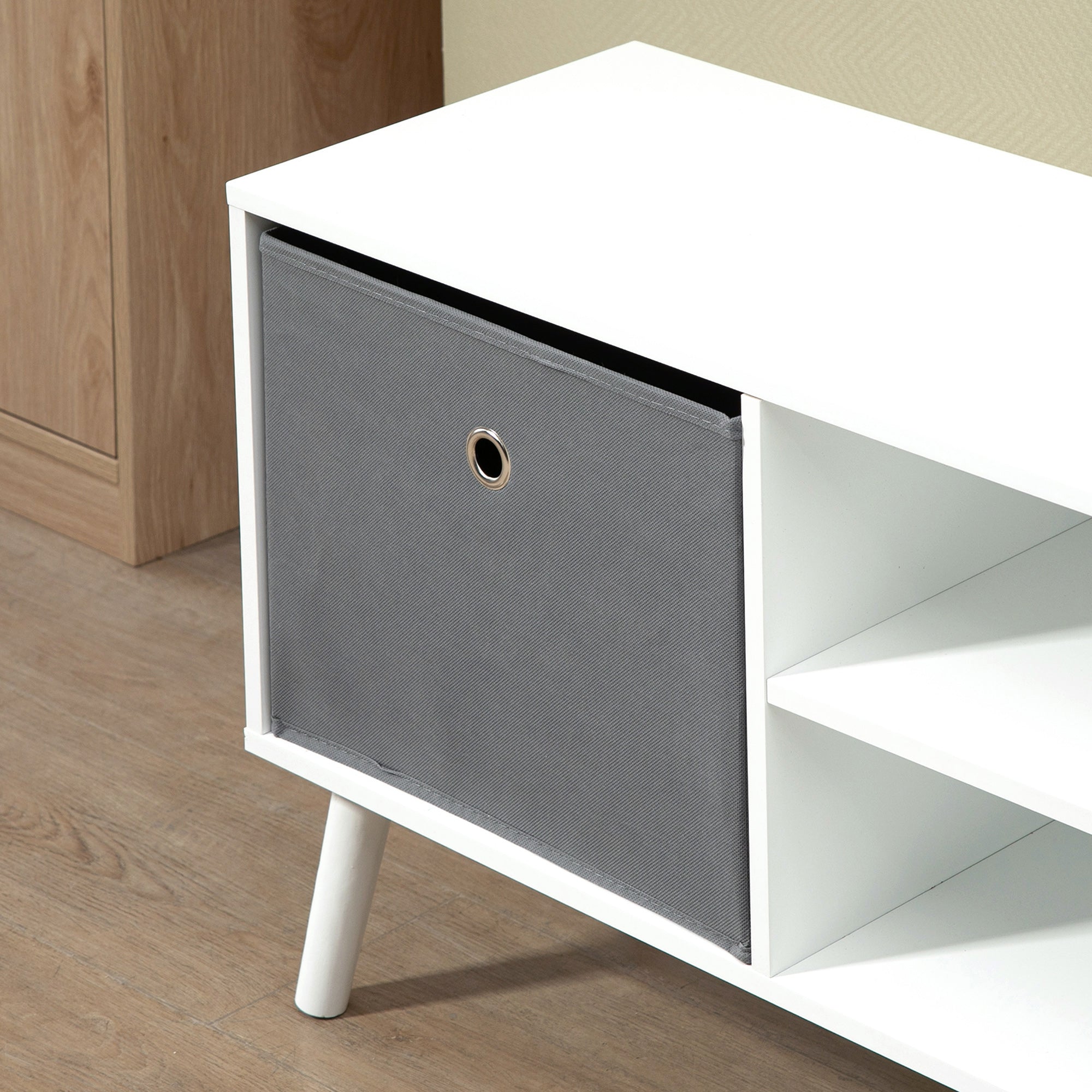 HOMCOM TV Cabinet Stand Unit for TVs up to 50'' with Foldable Drawers, Entertainment Centre for Living Room White - North Peak Garden Furniture