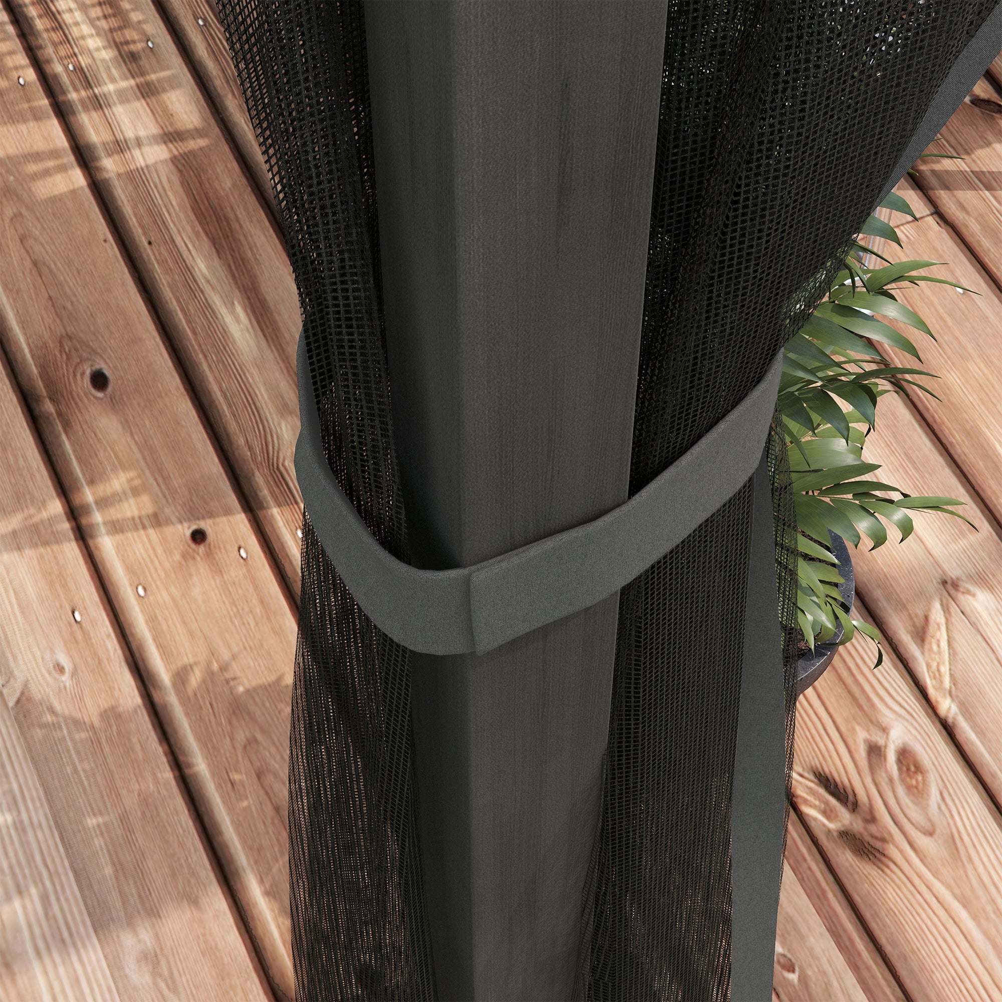 Outsunny 3 x 4m Aluminium Frame Pergola, with Retractable Roof - Dark Grey - North Peak Garden Furniture