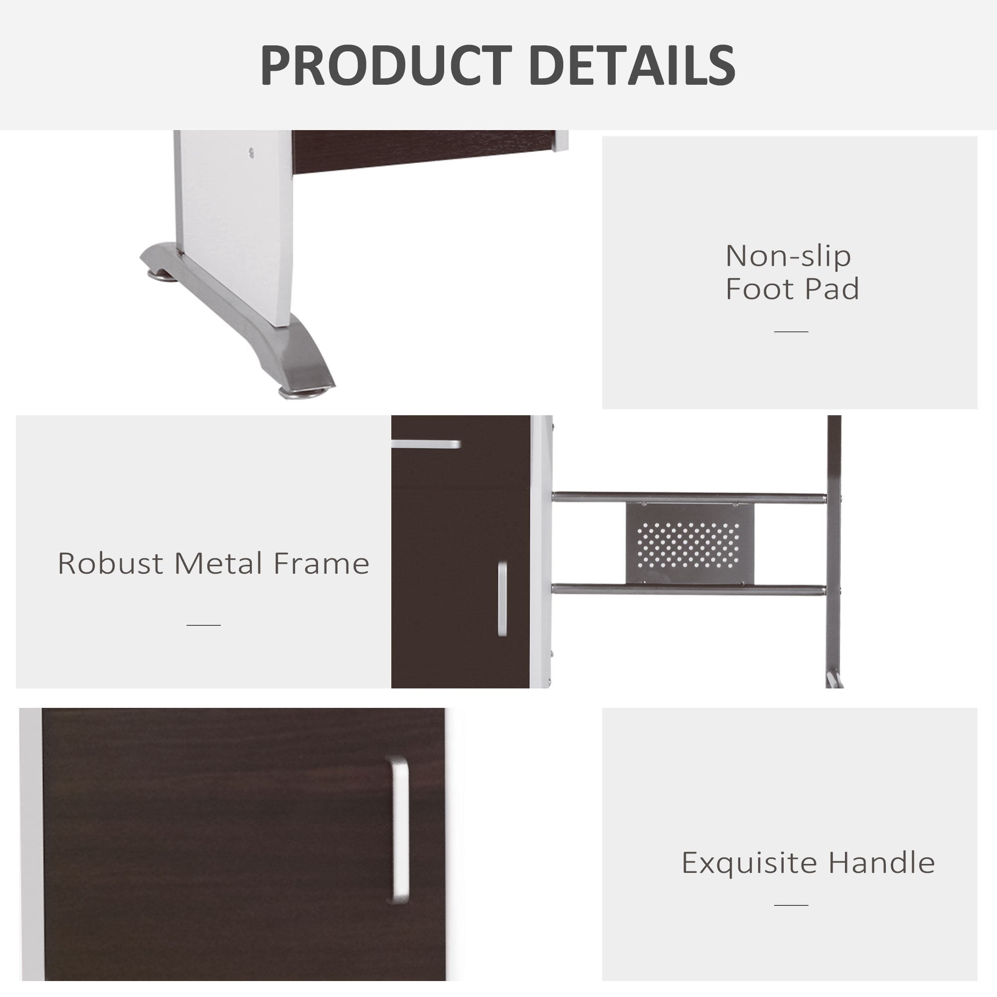 HOMCOM Computer Desk with Sliding Keyboard Tray, Storage Drawers and Host Box Shelf, Home Office Desk, Study Workstation, 100 x 52 x 75cm, Black Walnut - North Peak Garden Furniture