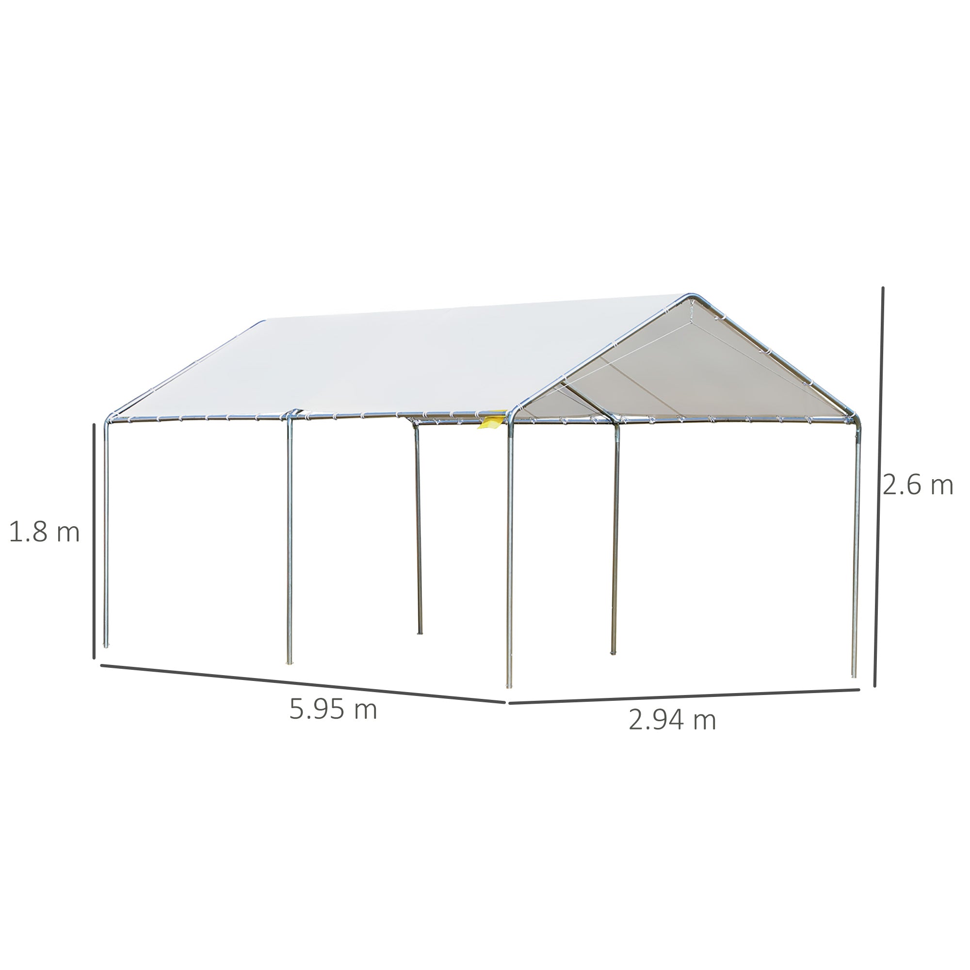 Outsunny 3 x 6m Heavy Duty Carport Garage Car Shelter Galvanized Steel Outdoor Open Canopy Tent Water UV Resistant Waterproof, White - North Peak Garden Furniture