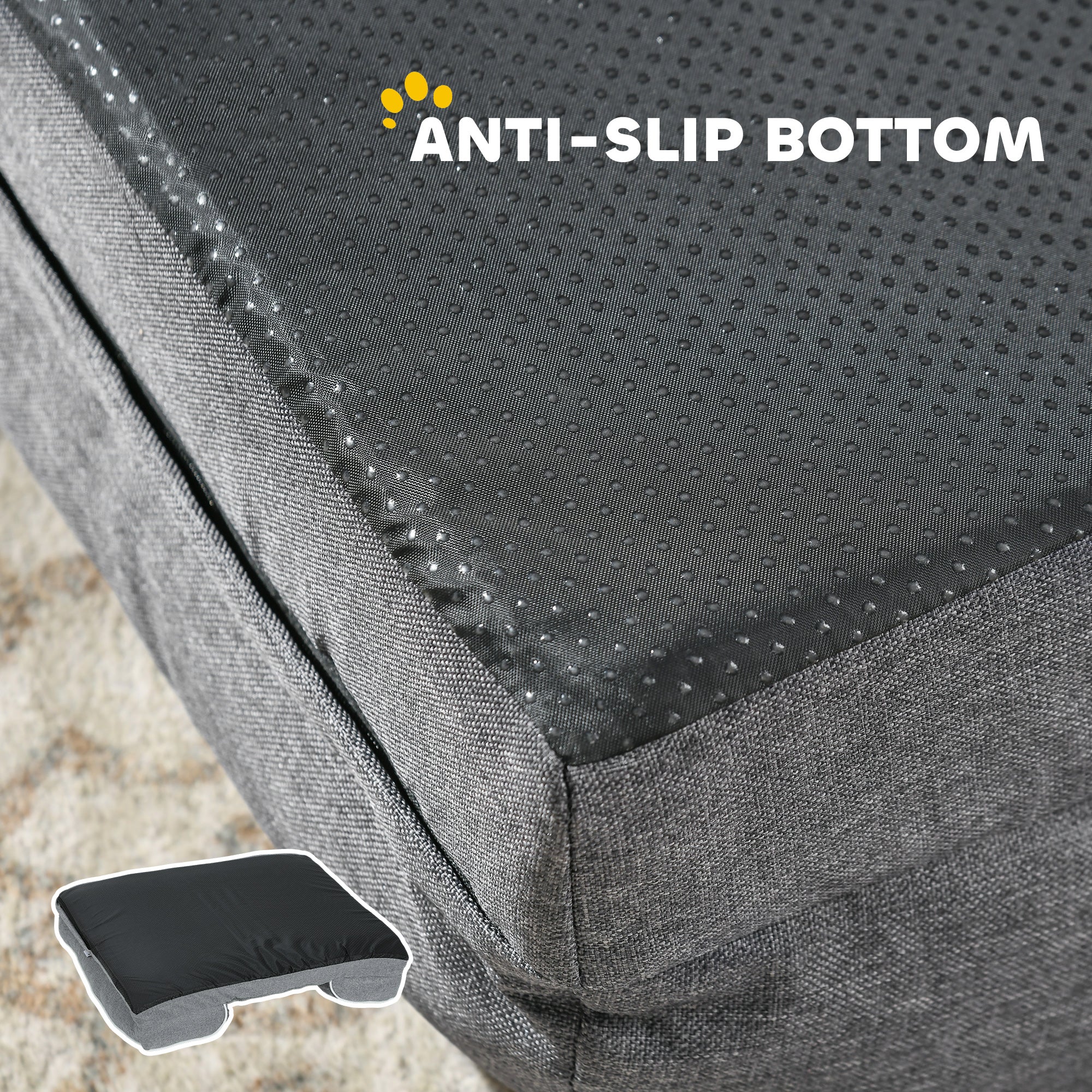 PawHut Dog Sofa Bed, Washable Pet Bed with Removable Cover and Non-Slip Bottom for Cats and Small Dogs, Grey