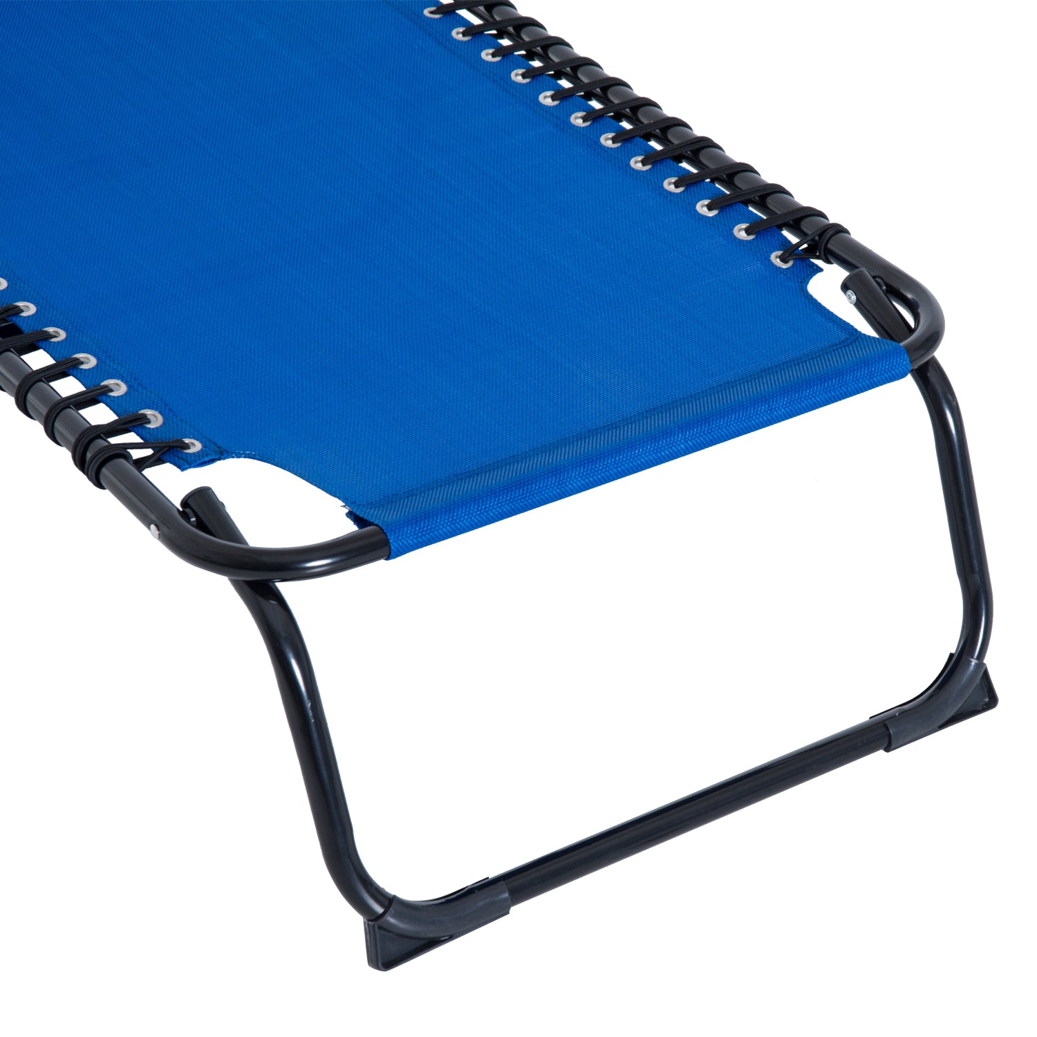 Outsunny Foldable Sun Lounger, Outdoor 4 Level Adjustable Backrest Reclining Chaise Chair, Steel Frame Recliner Chair for Camping, Hiking, Navy Blue - North Peak Garden Furniture