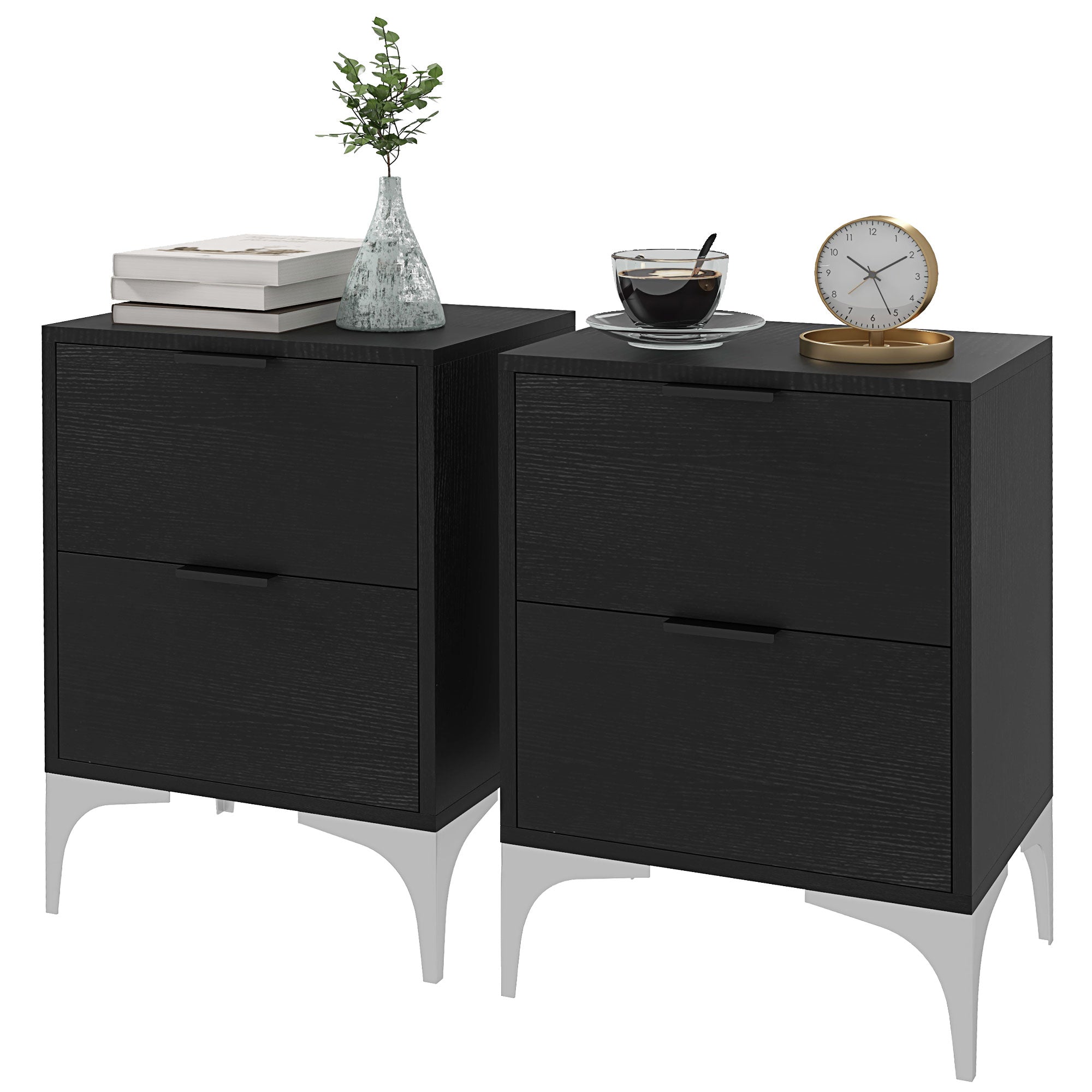 HOMCOM Set of Two Wood Effect Bedside Tables